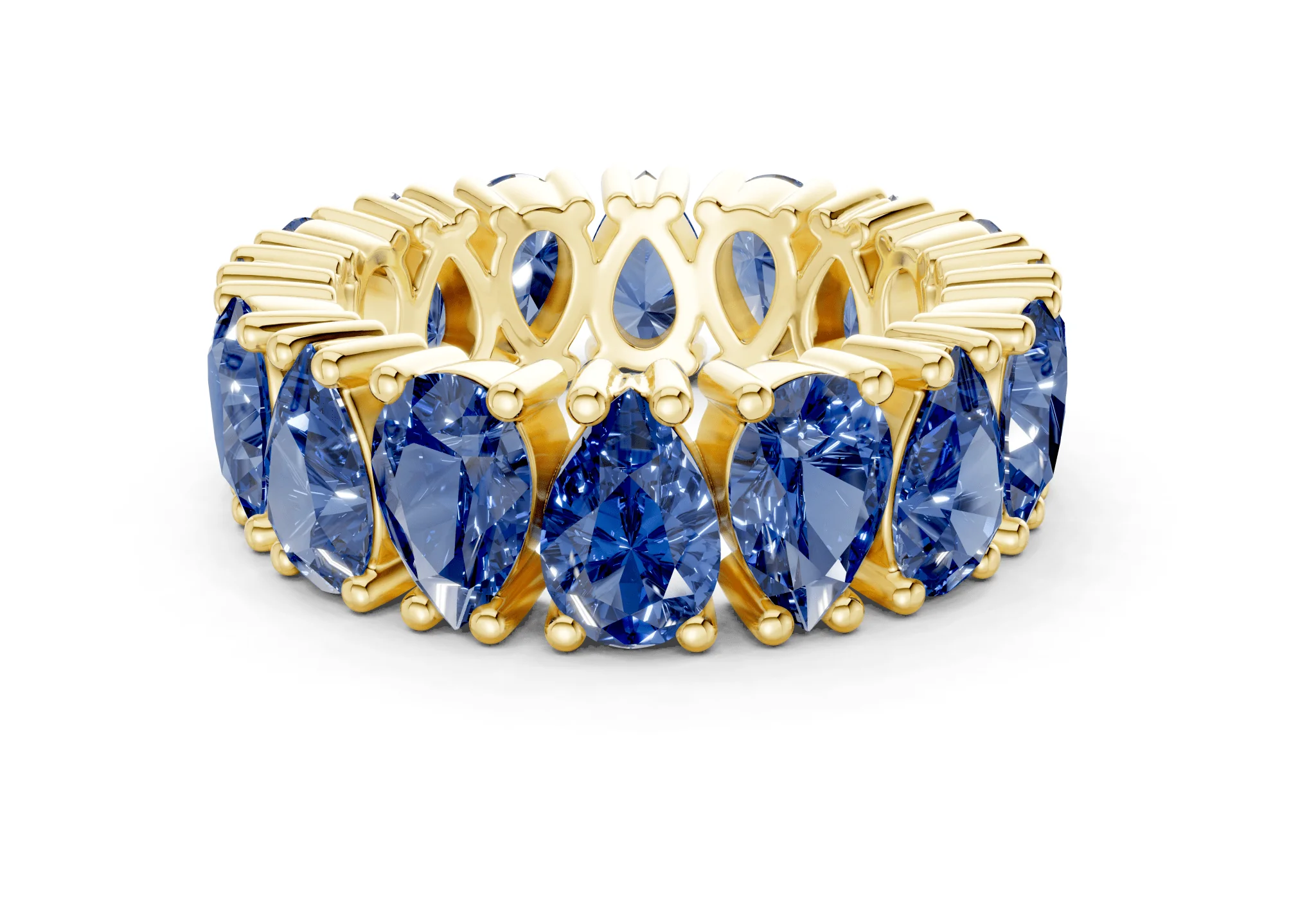 Melrose Pear Cut Sapphire Gemstone Eternity Band 5 Carat Total Wt.