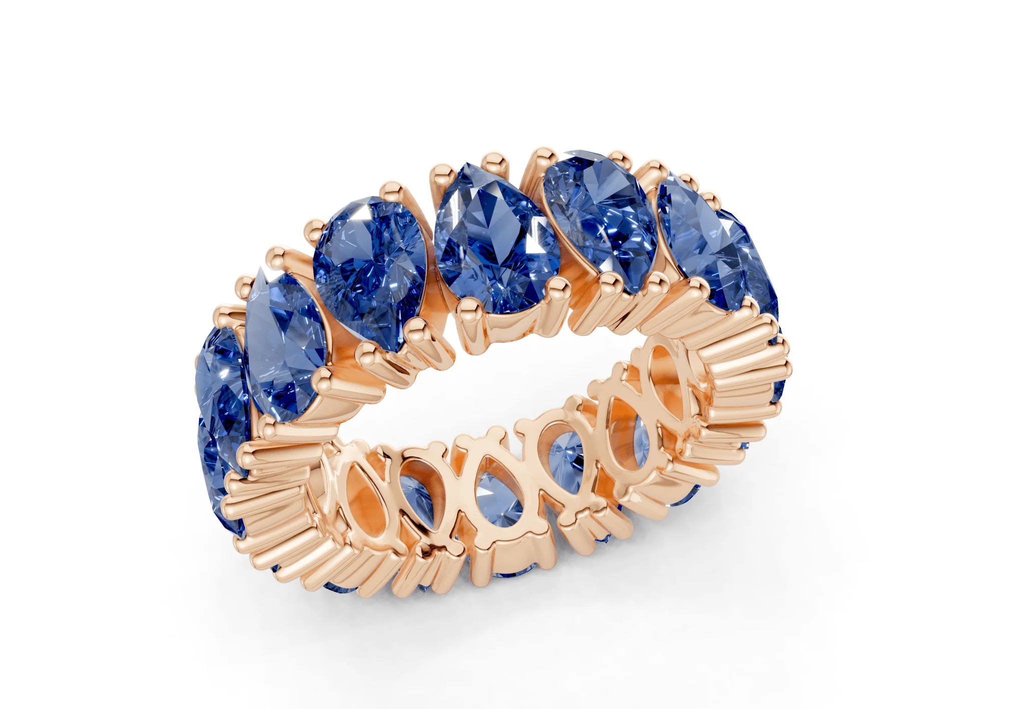 Melrose Pear Cut Sapphire Gemstone Eternity Band 5 Carat Total Wt. - Image 8