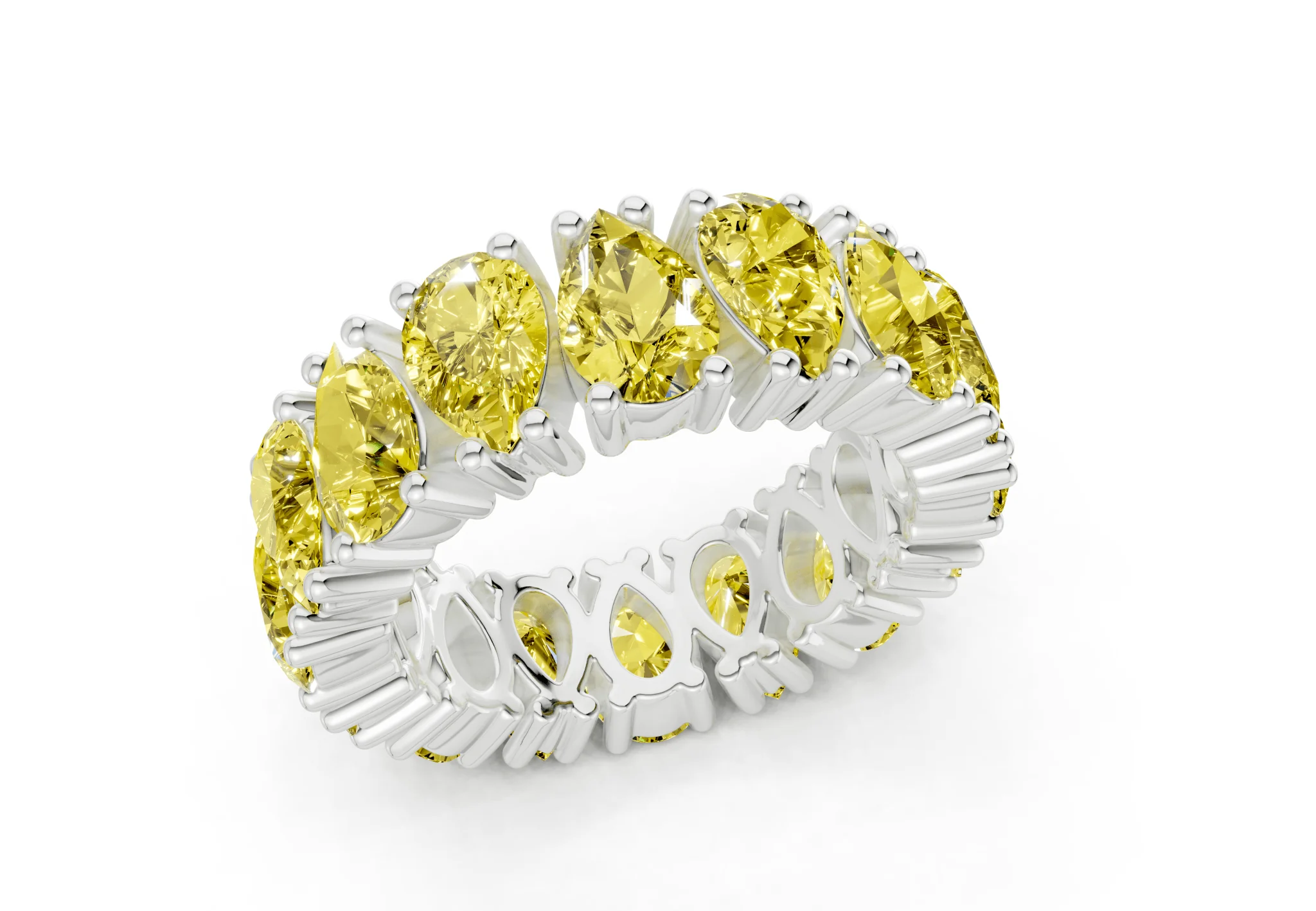 Melrose Pear Cut Yellow Diamond Eternity Band 5 Carat Total Wt. - Image 12