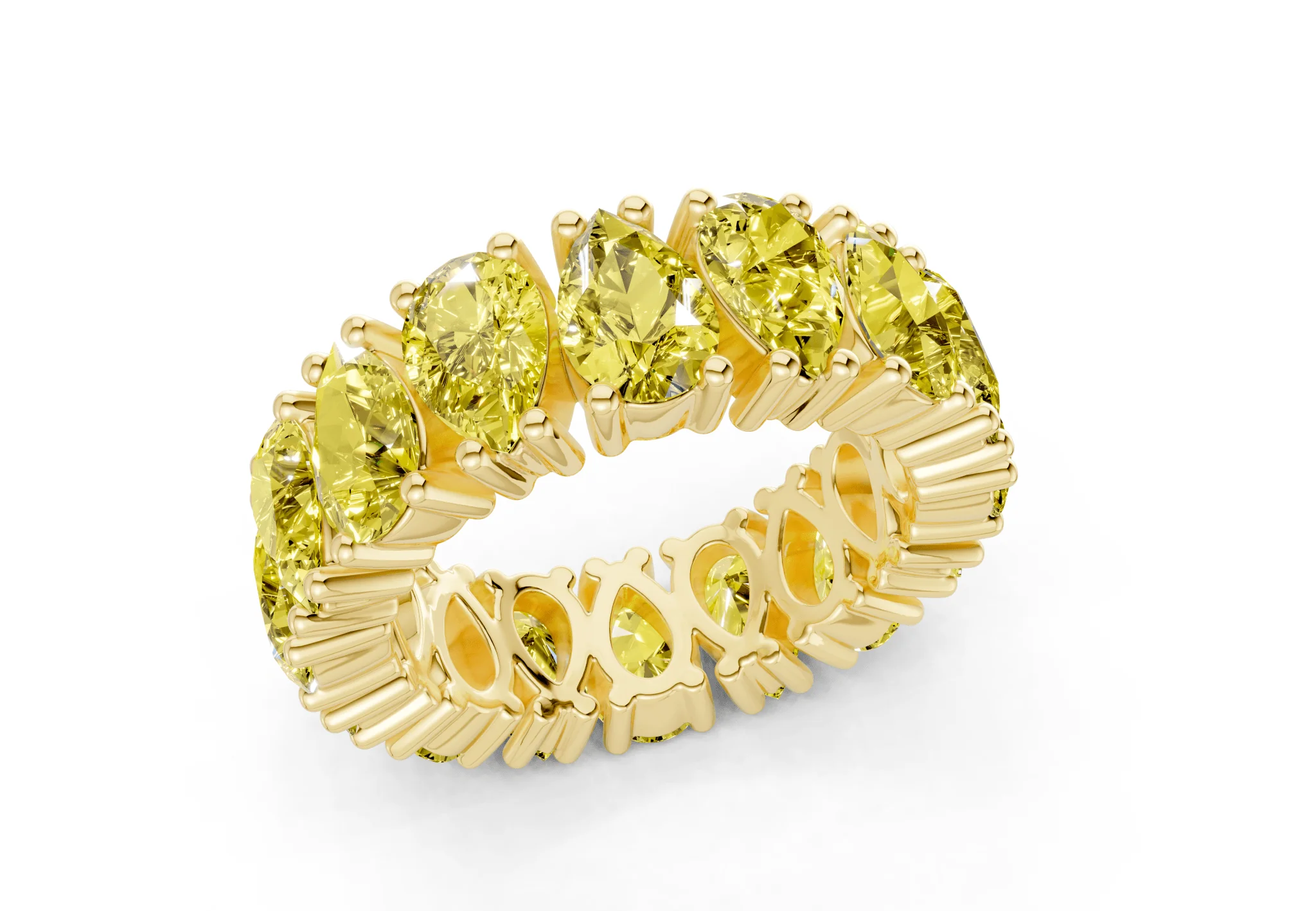 Melrose Pear Cut Yellow Diamond Eternity Band 5 Carat Total Wt. - Image 4