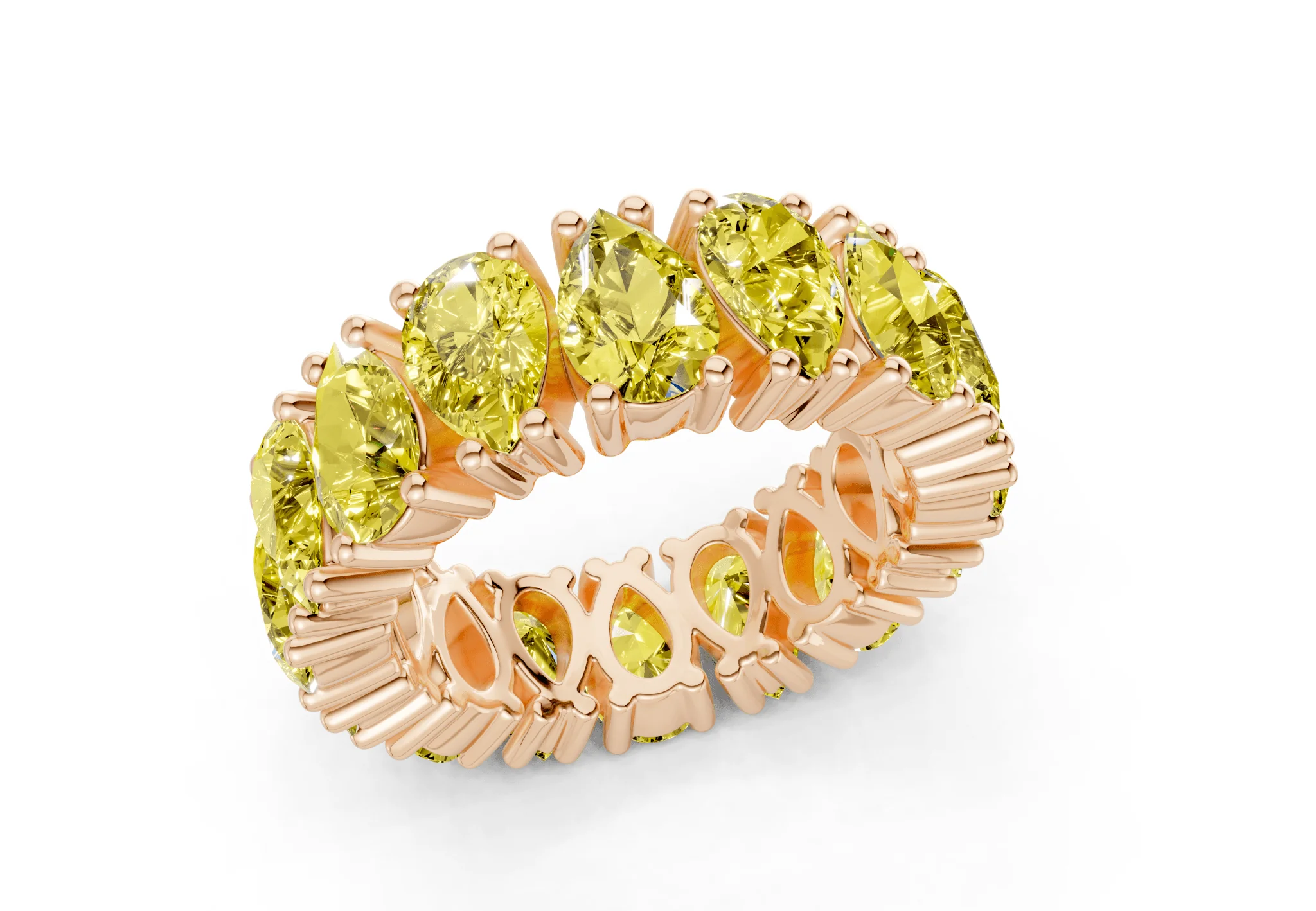 Melrose Pear Cut Yellow Diamond Eternity Band 5 Carat Total Wt. - Image 8