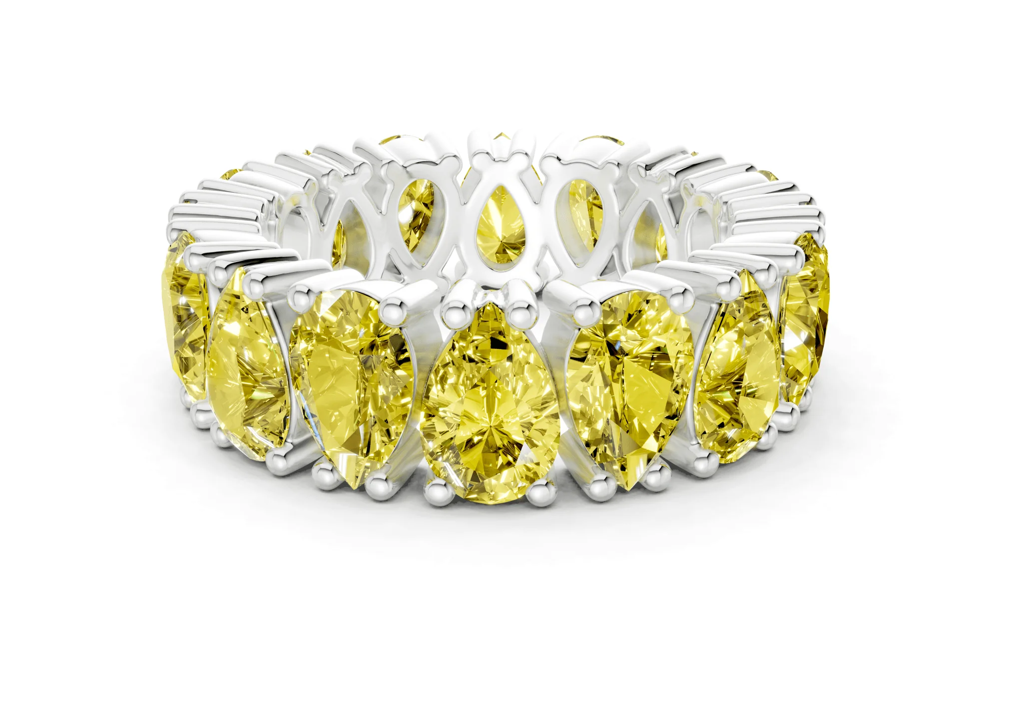 Melrose Pear Cut Yellow Diamond Eternity Band 5 Carat Total Wt. - Image 9
