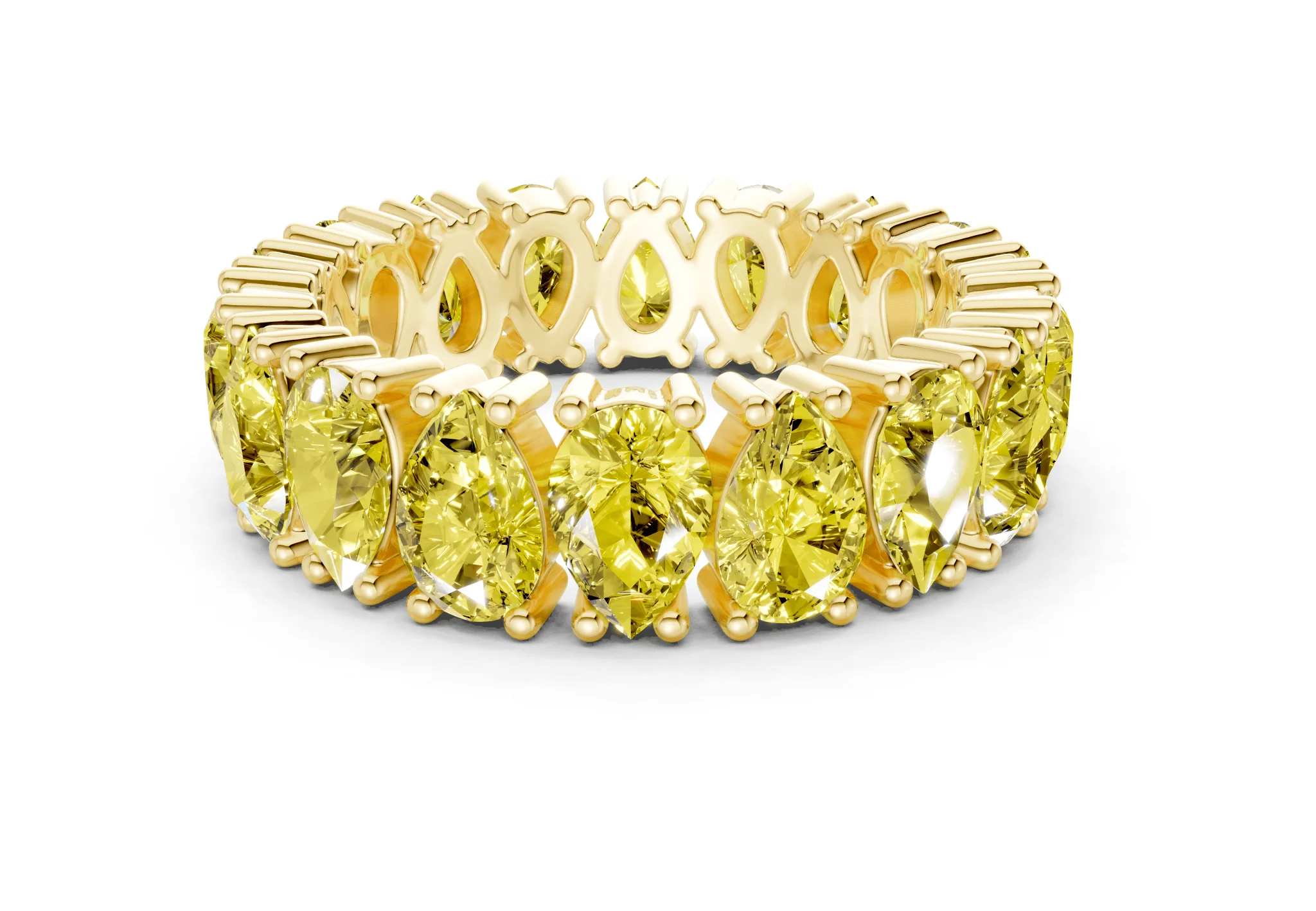 Melrose Pear Cut Yellow Diamond Eternity Band 8 Carat Total Wt.