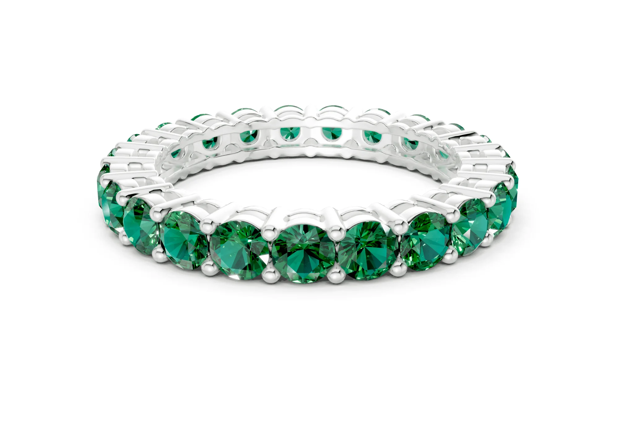 Melrose Round Cut Emerald Gemstone Eternity Band 5 Carat Total Wt. - Image 9