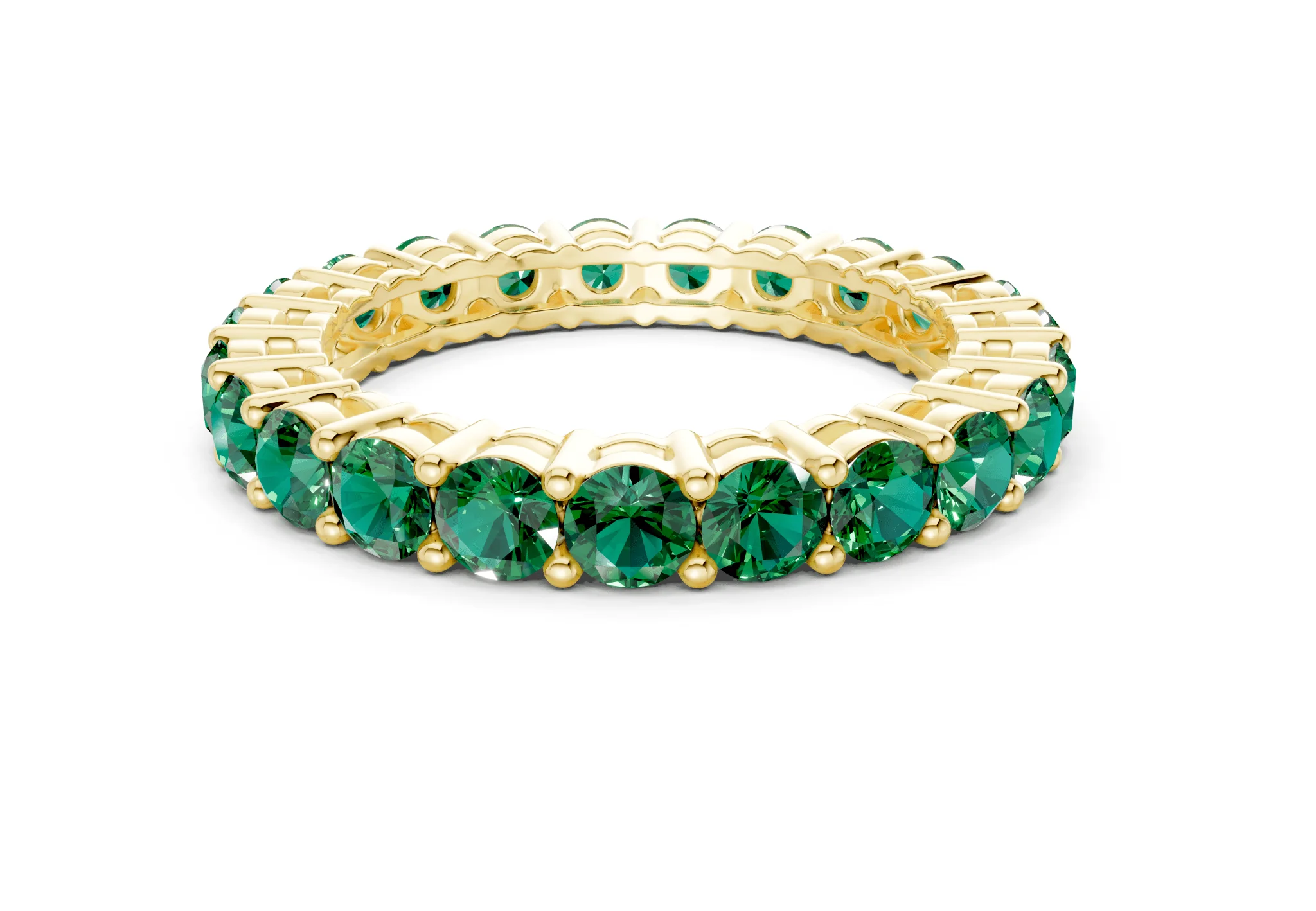 Melrose Round Cut Emerald Gemstone Eternity Band 7 Carat Total Wt.