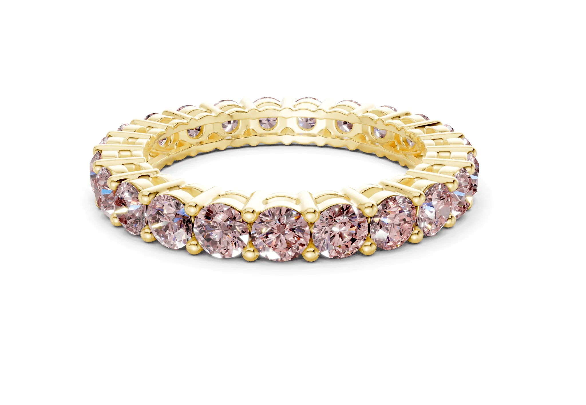 Melrose Round Cut Pink Diamond Eternity Band 5 Carat Total Wt.