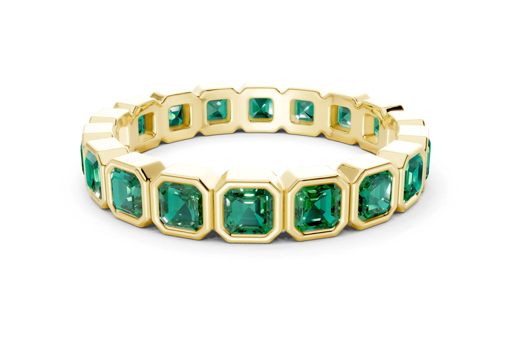 Petite Elysees Asscher Cut Emerald Gemstone Eternity Band 1½ Carat Total Wt.