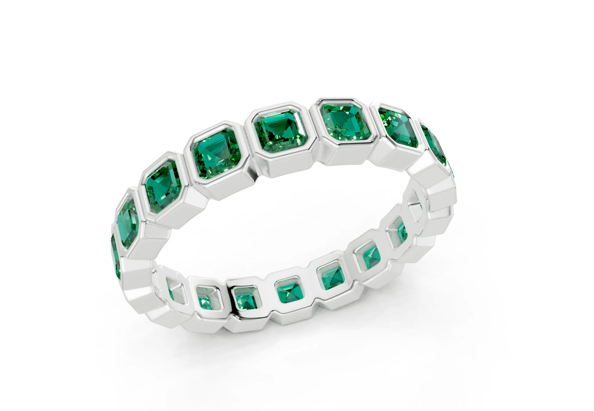 Petite Elysees Asscher Cut Emerald Gemstone Eternity Band 1½ Carat Total Wt. - Image 12