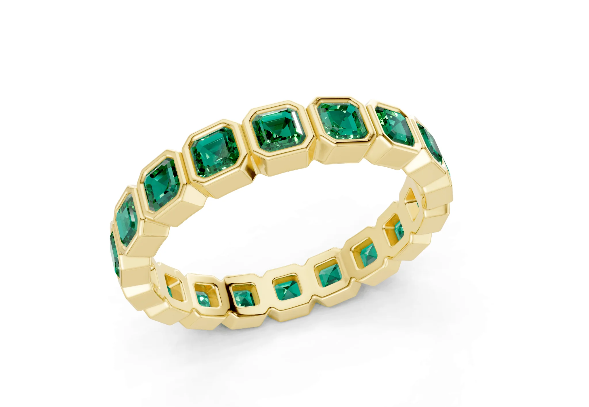 Petite Elysees Asscher Cut Emerald Gemstone Eternity Band 1½ Carat Total Wt. - Image 4