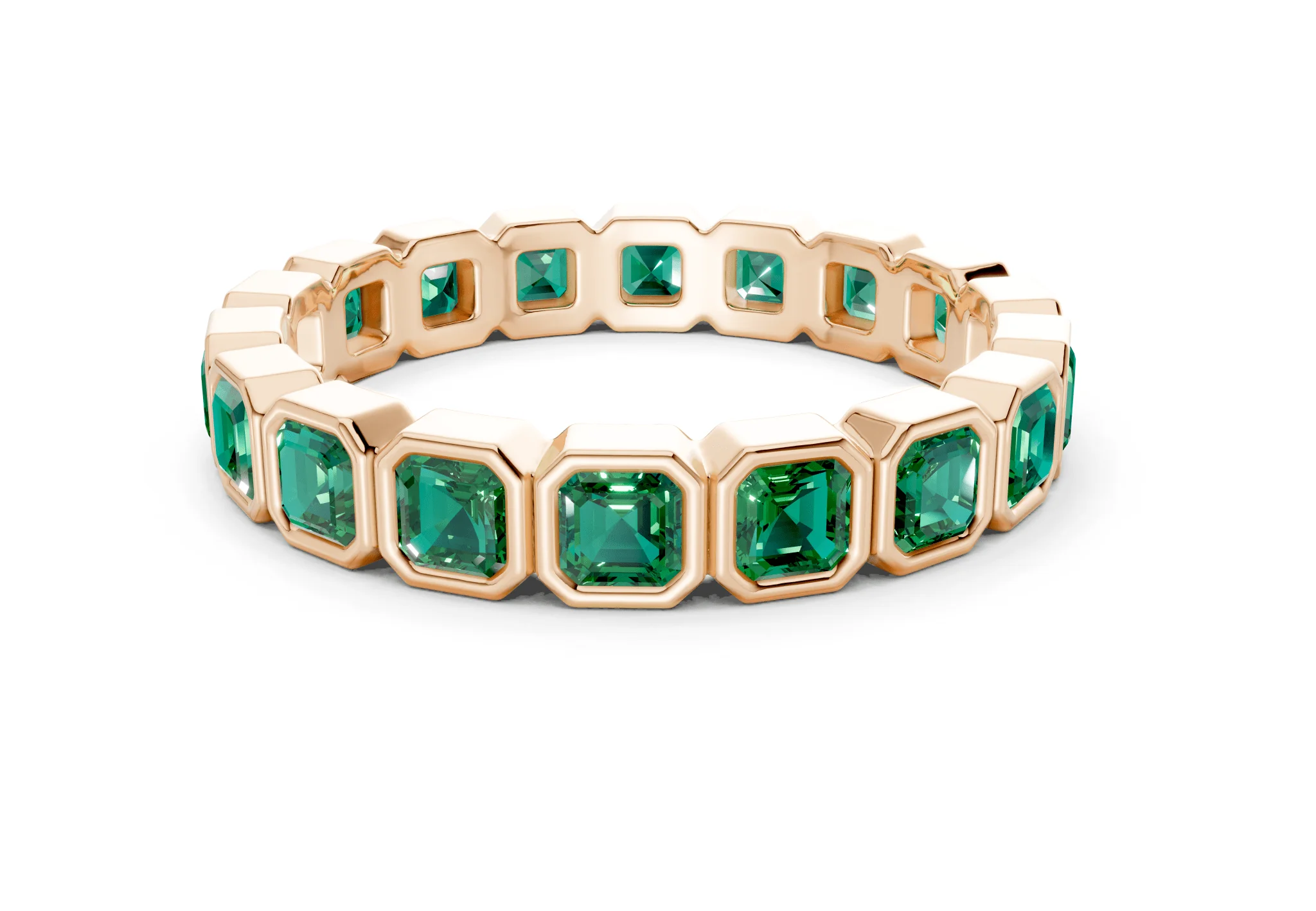 Petite Elysees Asscher Cut Emerald Gemstone Eternity Band 1½ Carat Total Wt. - Image 5