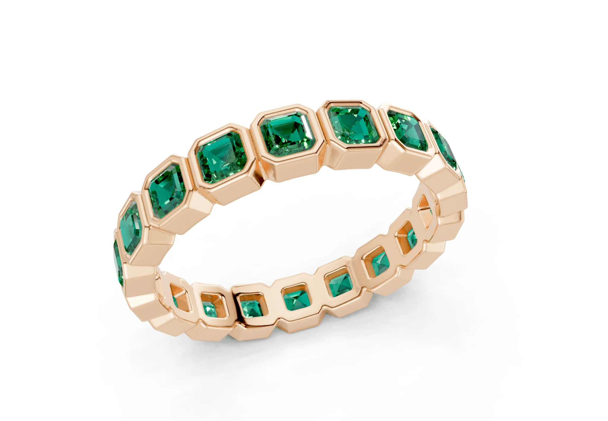 Petite Elysees Asscher Cut Emerald Gemstone Eternity Band 1½ Carat Total Wt. - Image 8