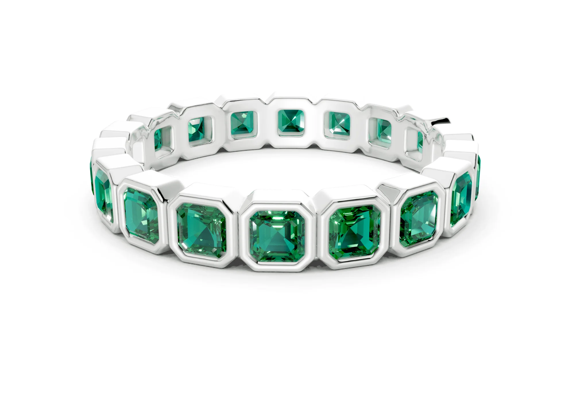 Petite Elysees Asscher Cut Emerald Gemstone Eternity Band 1½ Carat Total Wt. - Image 9