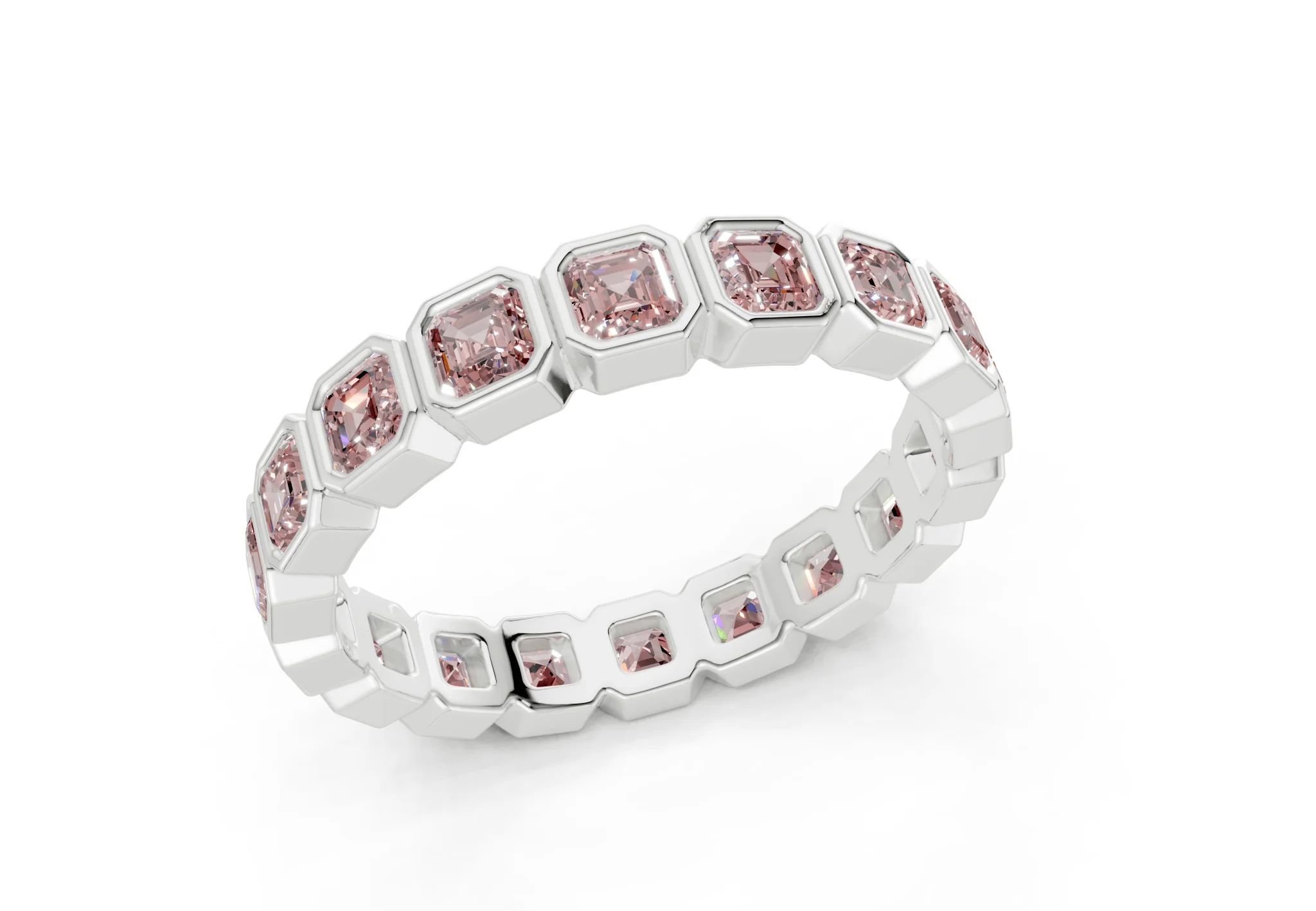 Petite Elysees Asscher Cut Pink Diamond Eternity Band 1½ Carat Total Wt. - Image 12