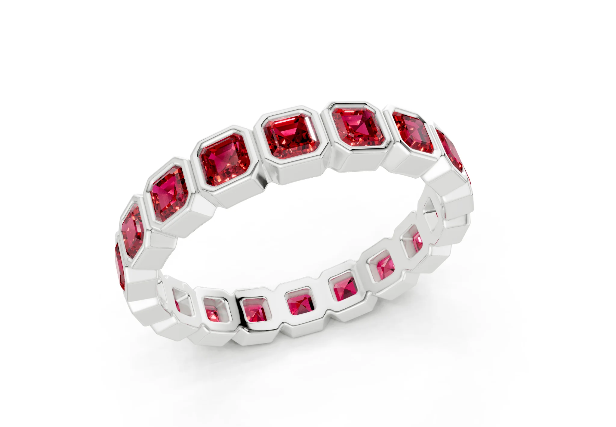 Petite Elysees Asscher Cut Ruby Gemstone Eternity Band 1½ Carat Total Wt. - Image 12
