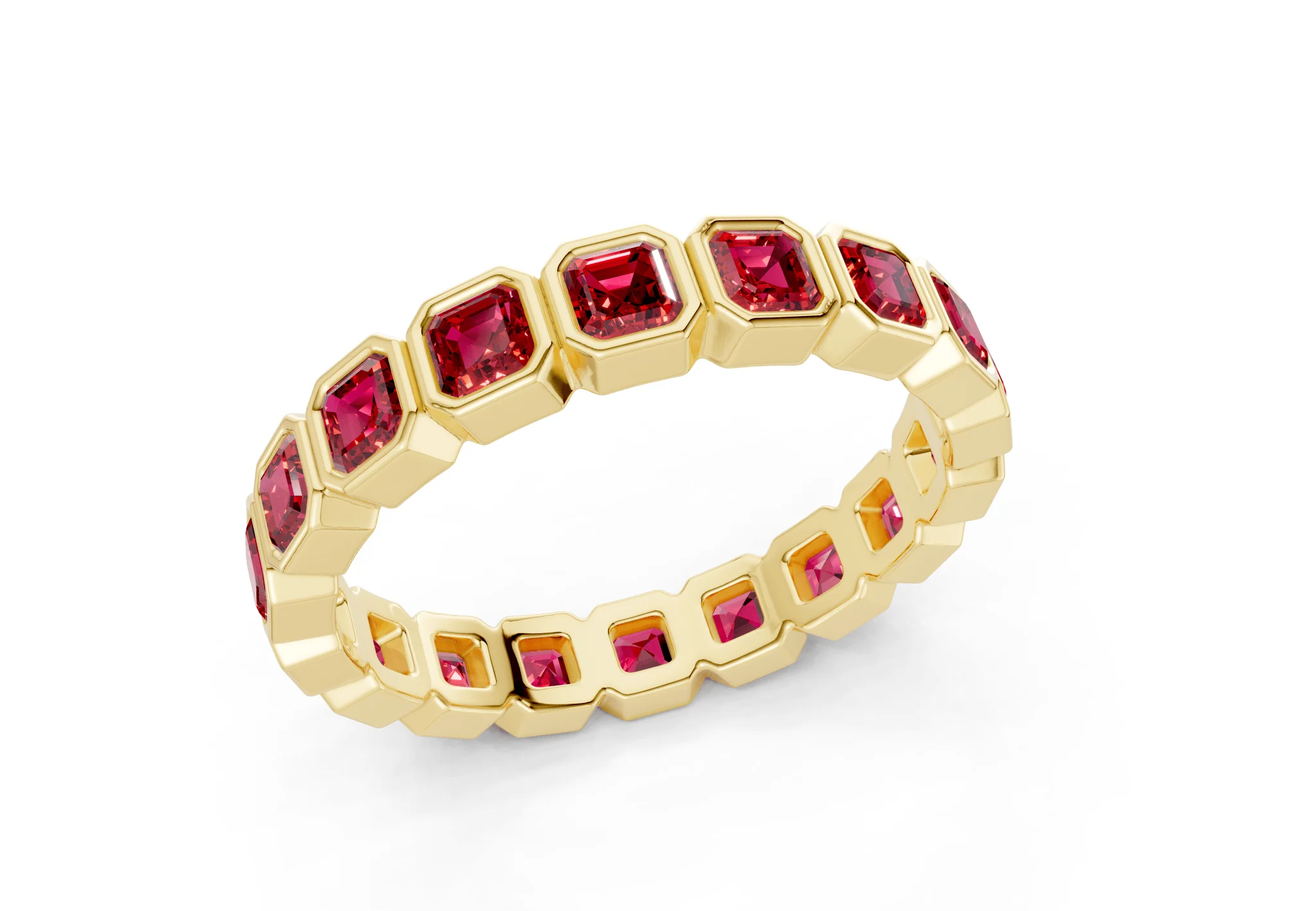 Petite Elysees Asscher Cut Ruby Gemstone Eternity Band 1½ Carat Total Wt. - Image 4