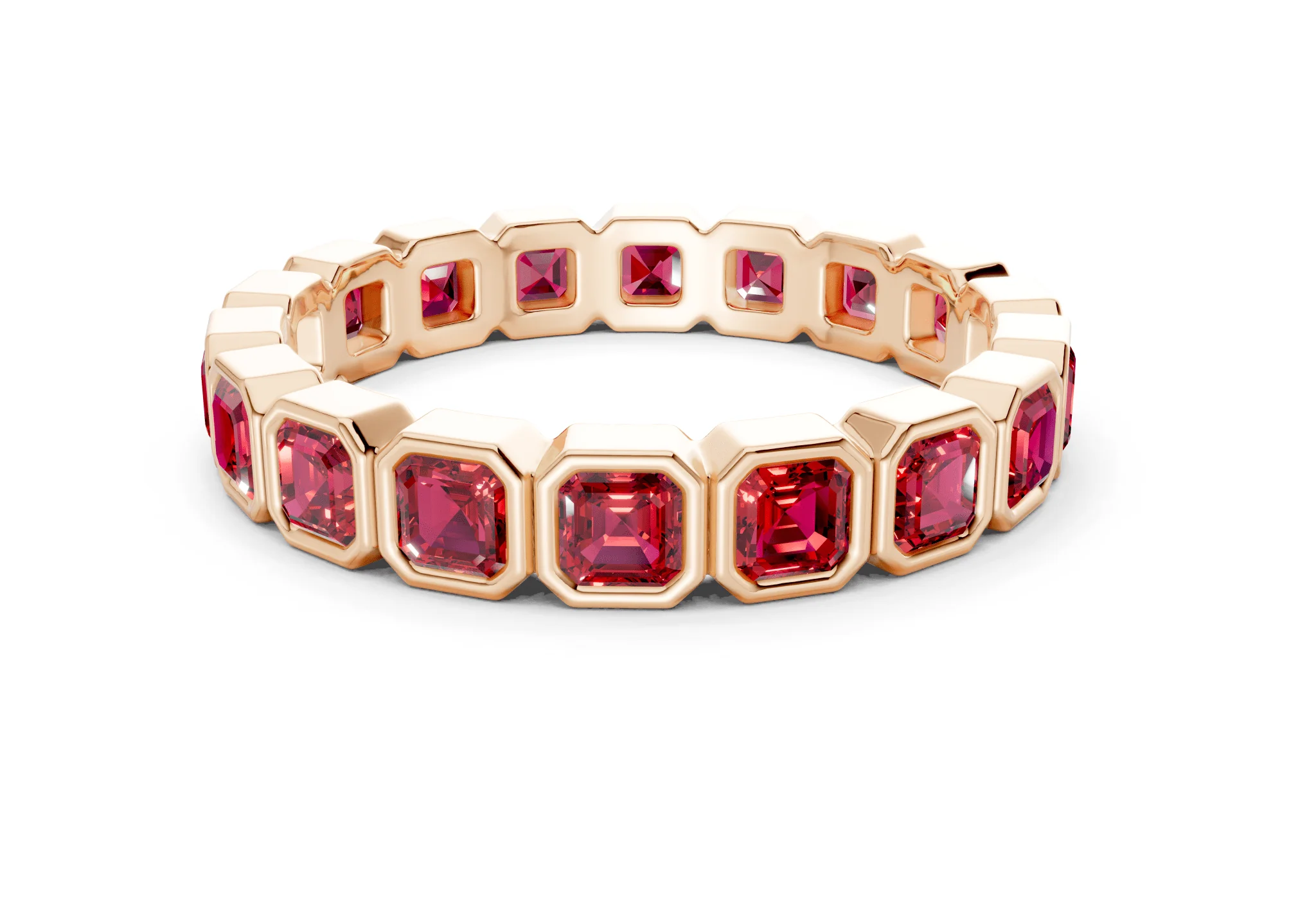 Petite Elysees Asscher Cut Ruby Gemstone Eternity Band 1½ Carat Total Wt. - Image 5