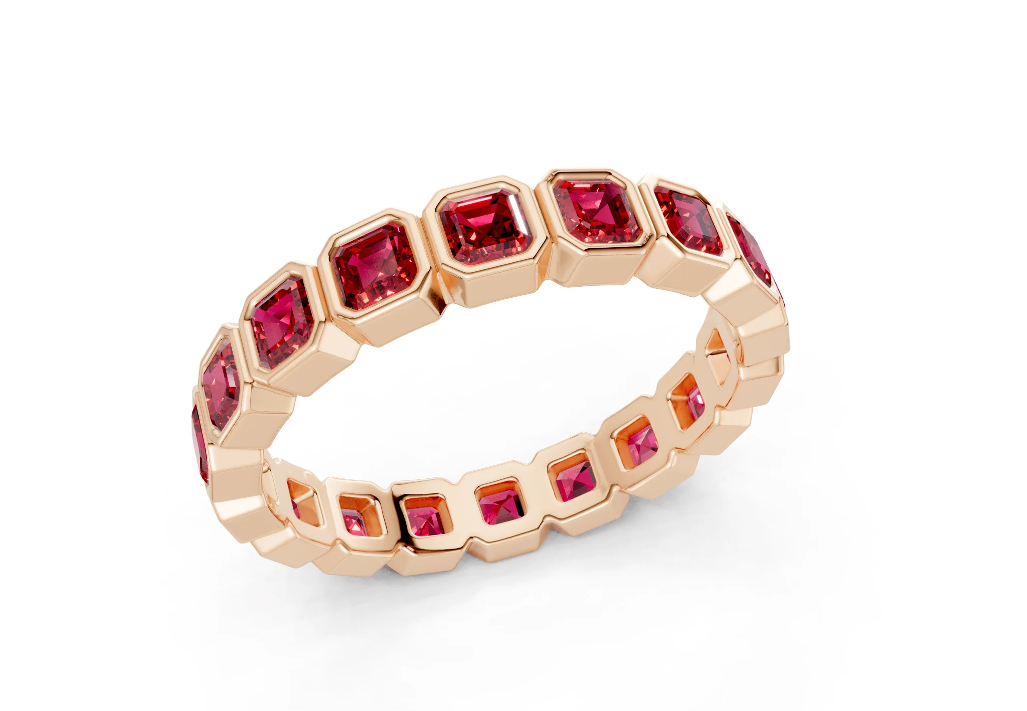 Petite Elysees Asscher Cut Ruby Gemstone Eternity Band 1½ Carat Total Wt. - Image 8