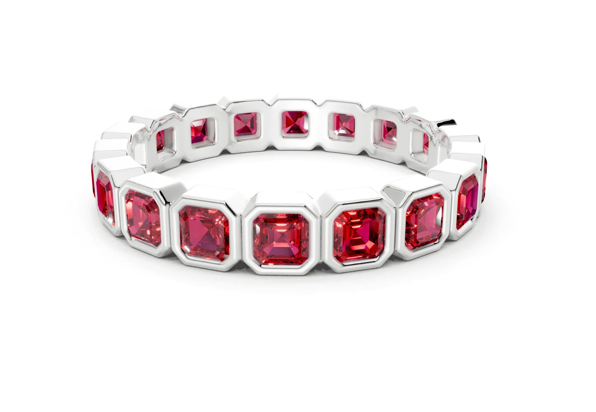 Petite Elysees Asscher Cut Ruby Gemstone Eternity Band 1½ Carat Total Wt. - Image 9