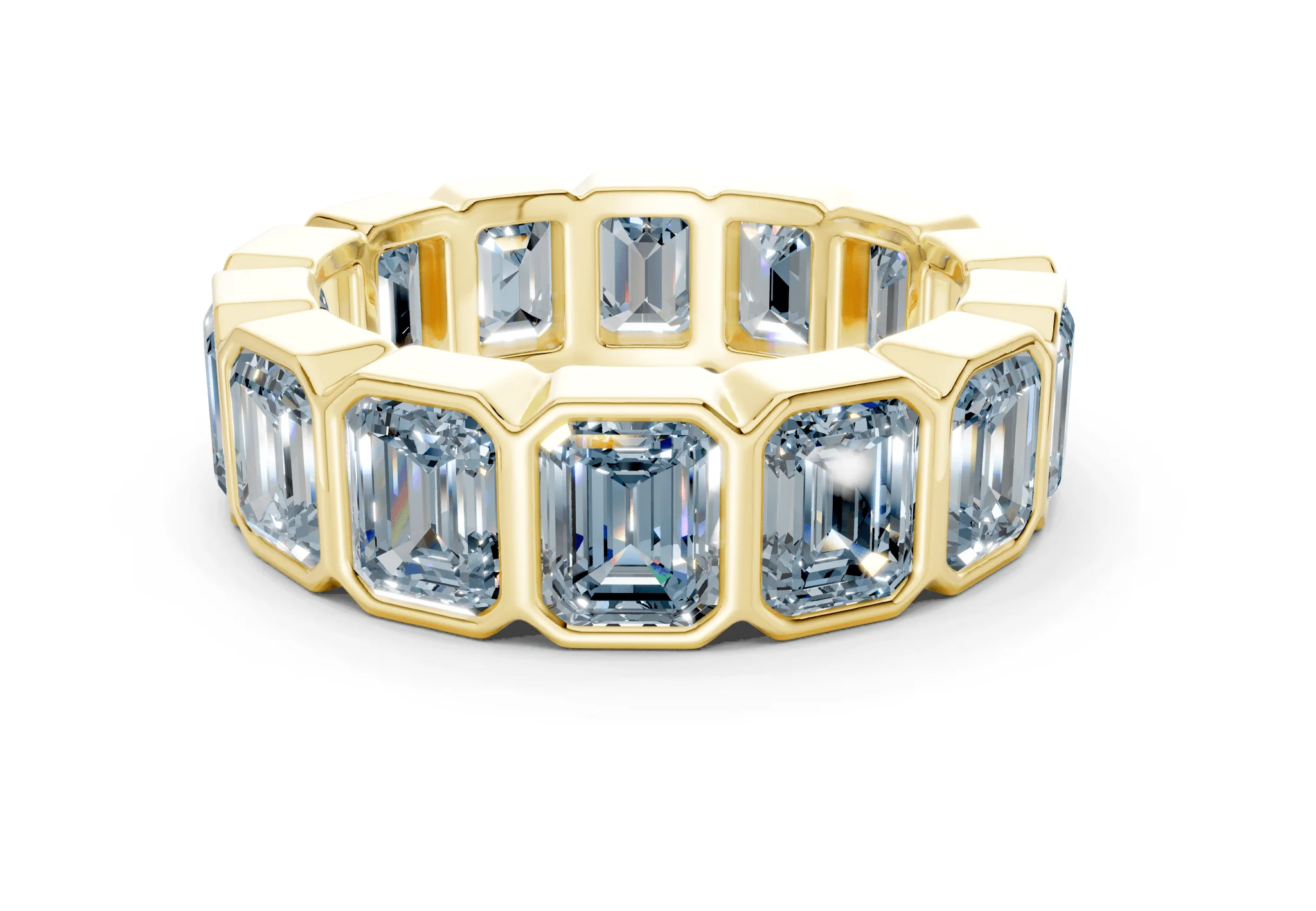 Petite Elysees Emerald Cut Blue Diamond Eternity Band 2 Carat Total Wt.