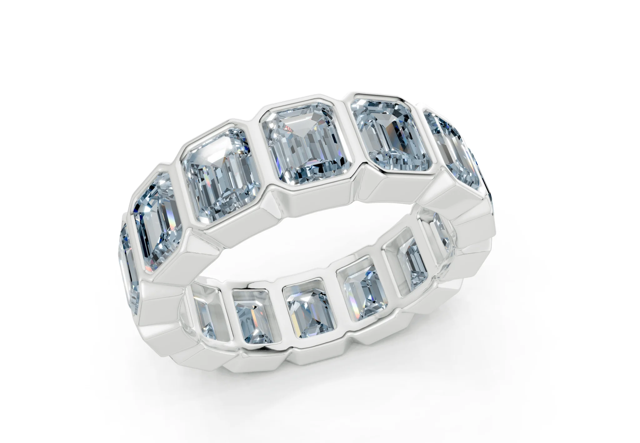 Petite Elysees Emerald Cut Blue Diamond Eternity Band 2 Carat Total Wt. - Image 12