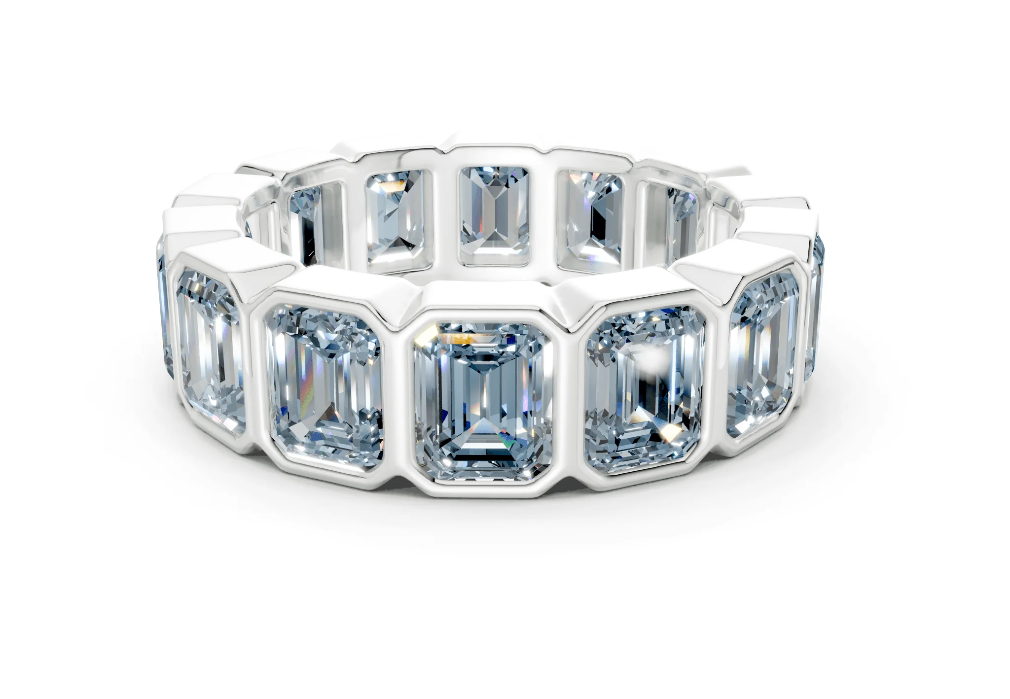 Petite Elysees Emerald Cut Blue Diamond Eternity Band 2 Carat Total Wt. - Image 9