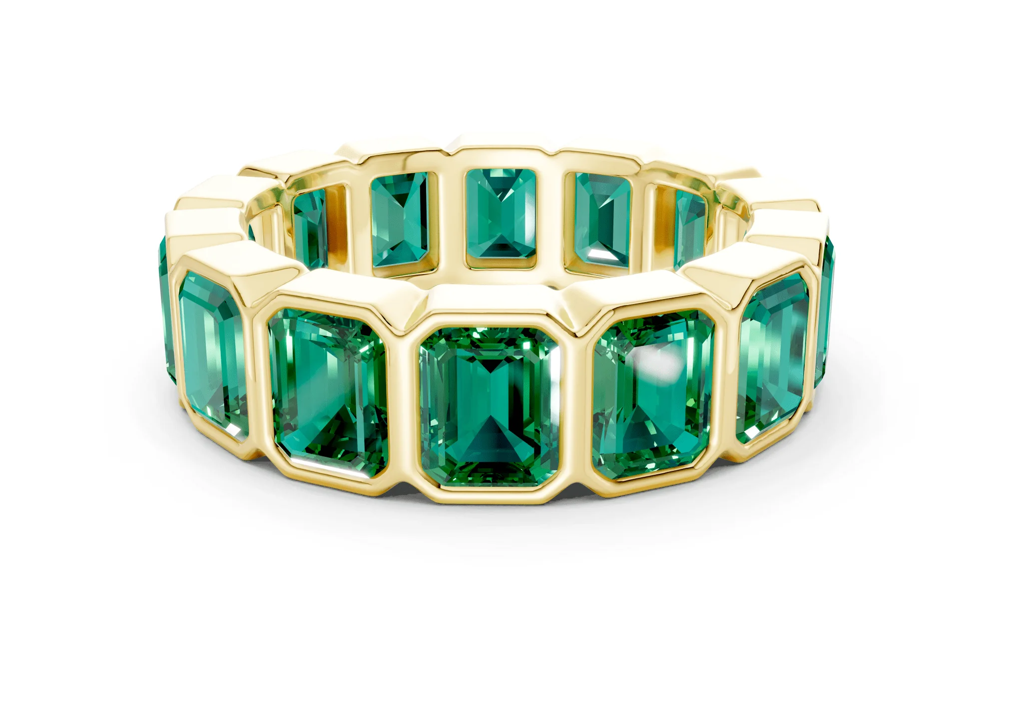 Petite Elysees Emerald Cut Emerald Gemstone Eternity Band 2 Carat Total Wt.