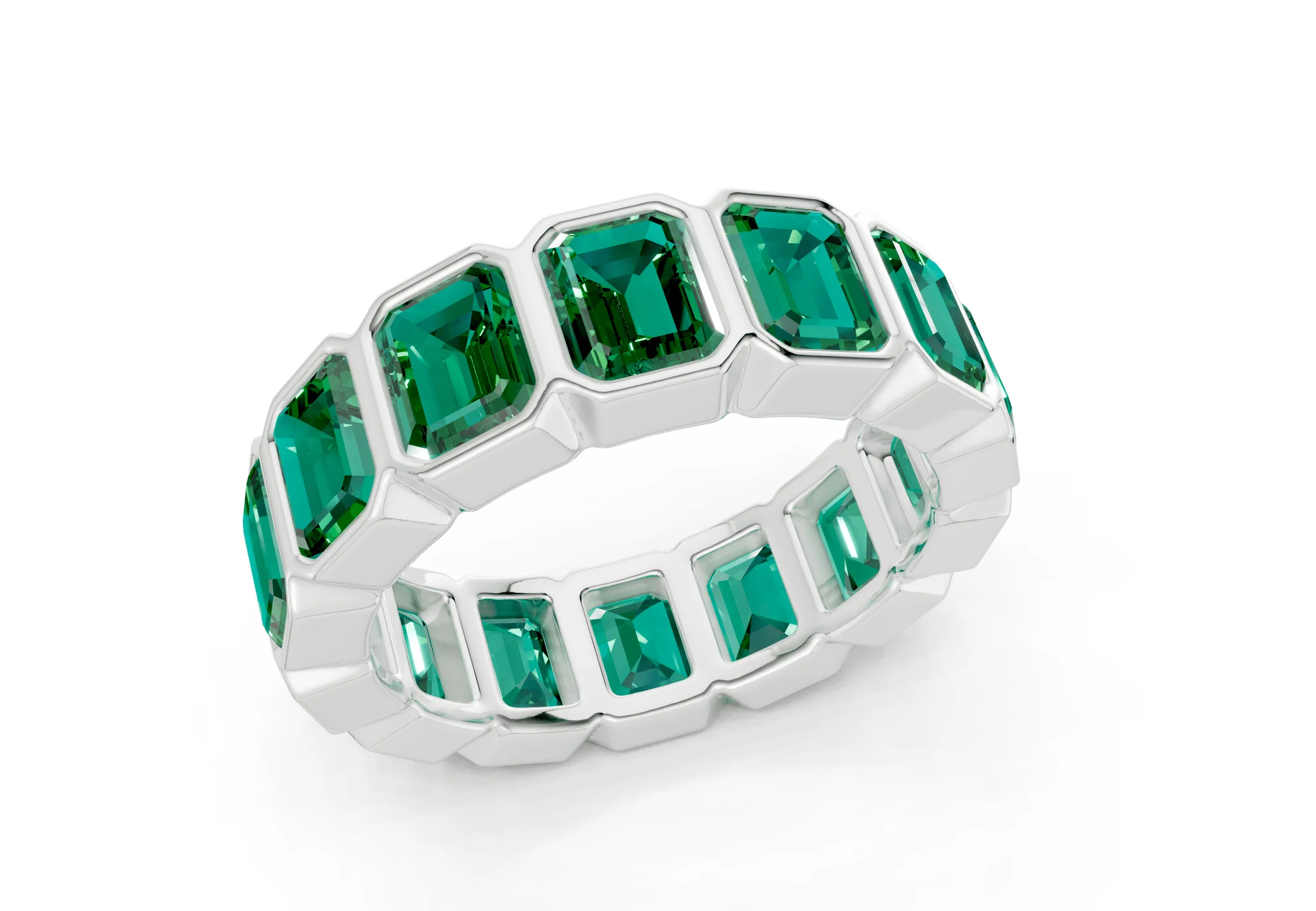Petite Elysees Emerald Cut Emerald Gemstone Eternity Band 2 Carat Total Wt. - Image 12
