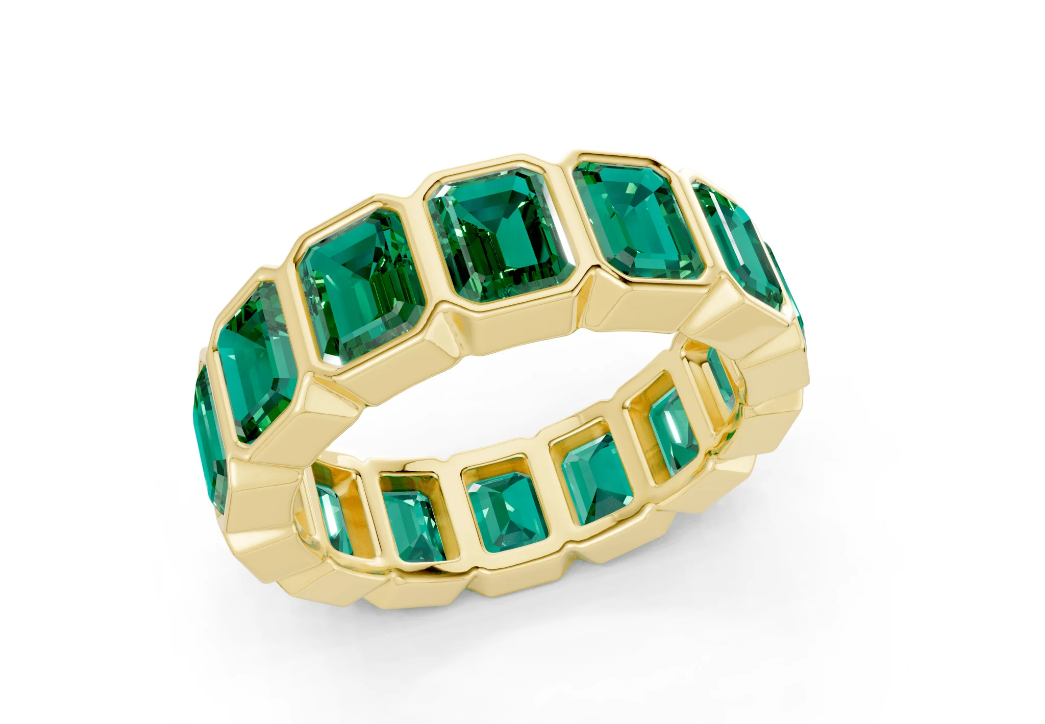 Petite Elysees Emerald Cut Emerald Gemstone Eternity Band 2 Carat Total Wt. - Image 4