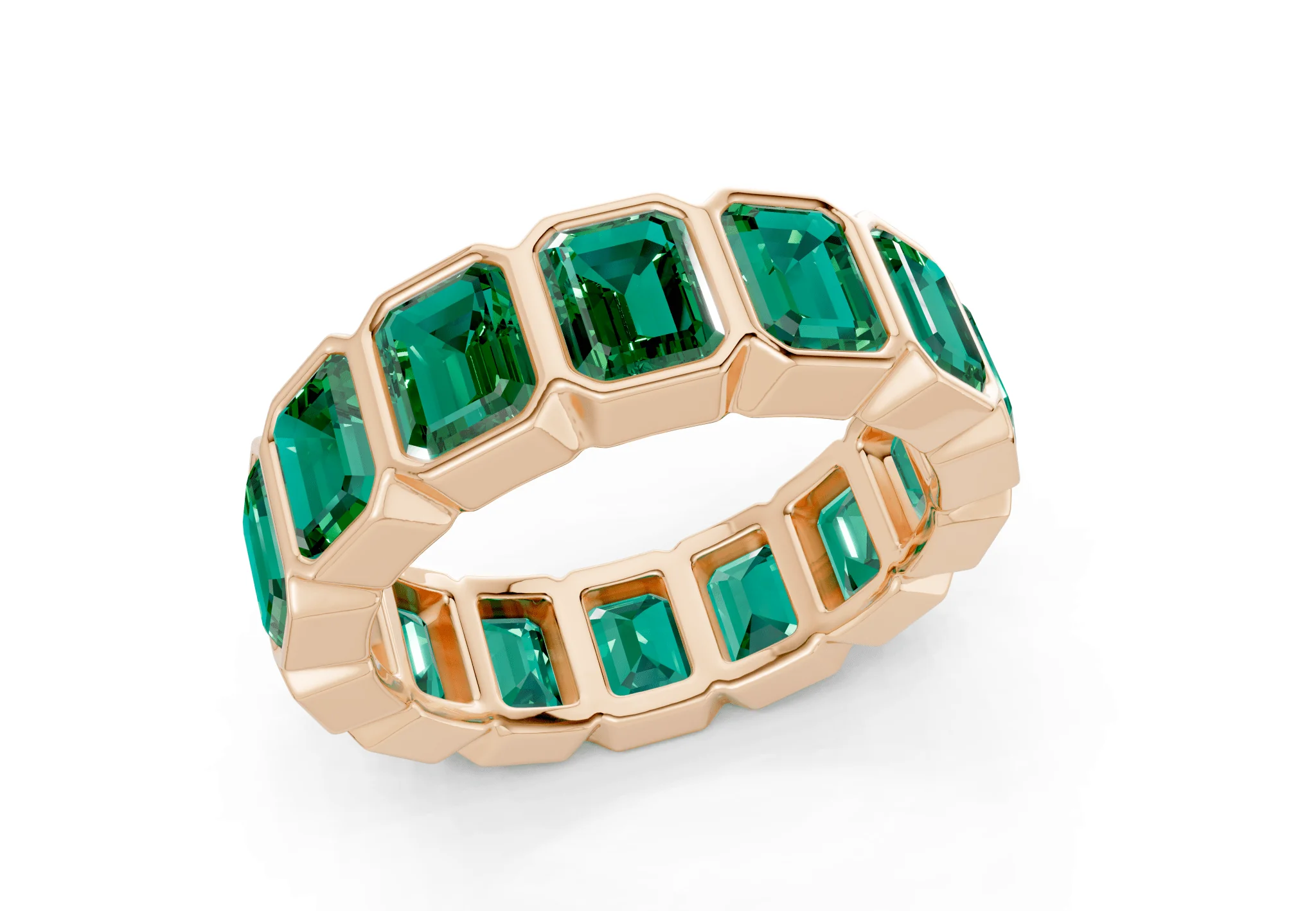 Petite Elysees Emerald Cut Emerald Gemstone Eternity Band 2 Carat Total Wt. - Image 8