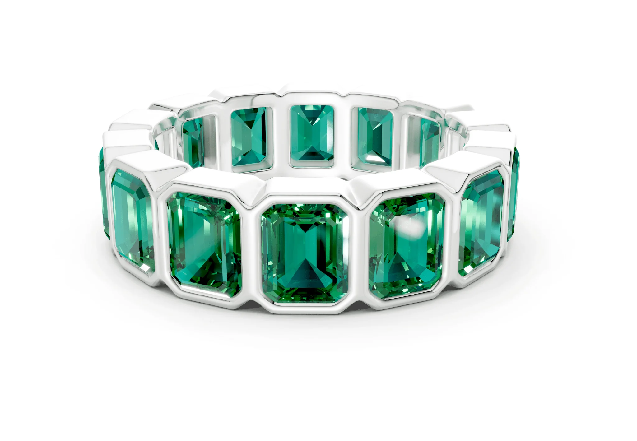 Petite Elysees Emerald Cut Emerald Gemstone Eternity Band 2 Carat Total Wt. - Image 9