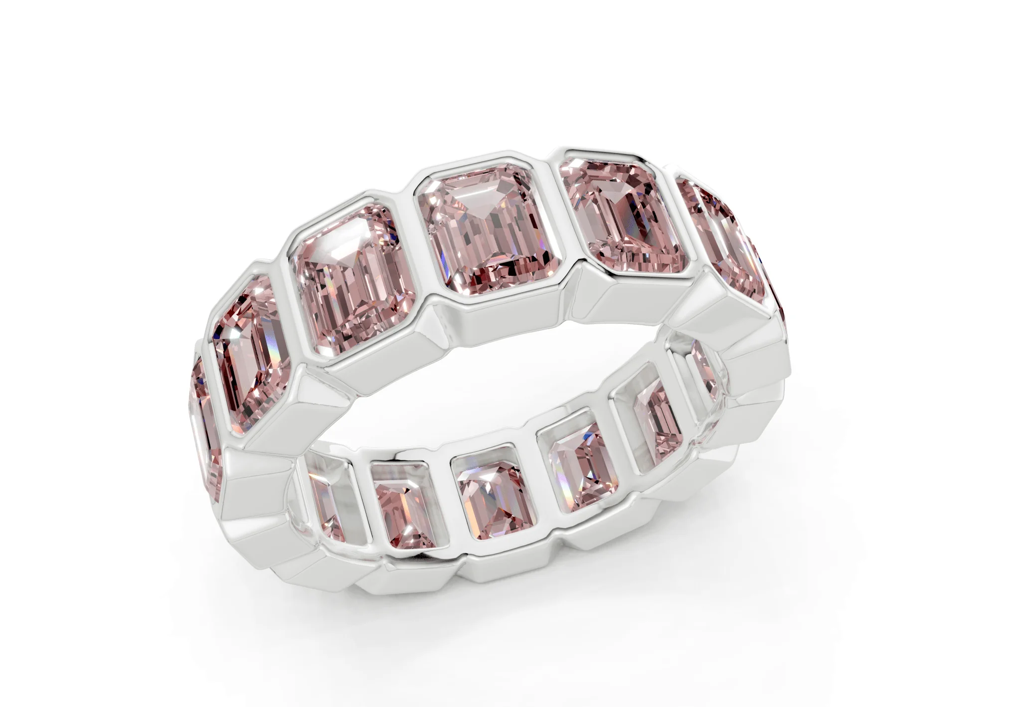 Petite Elysees Emerald Cut Pink Diamond Eternity Band 2 Carat Total Wt. - Image 12