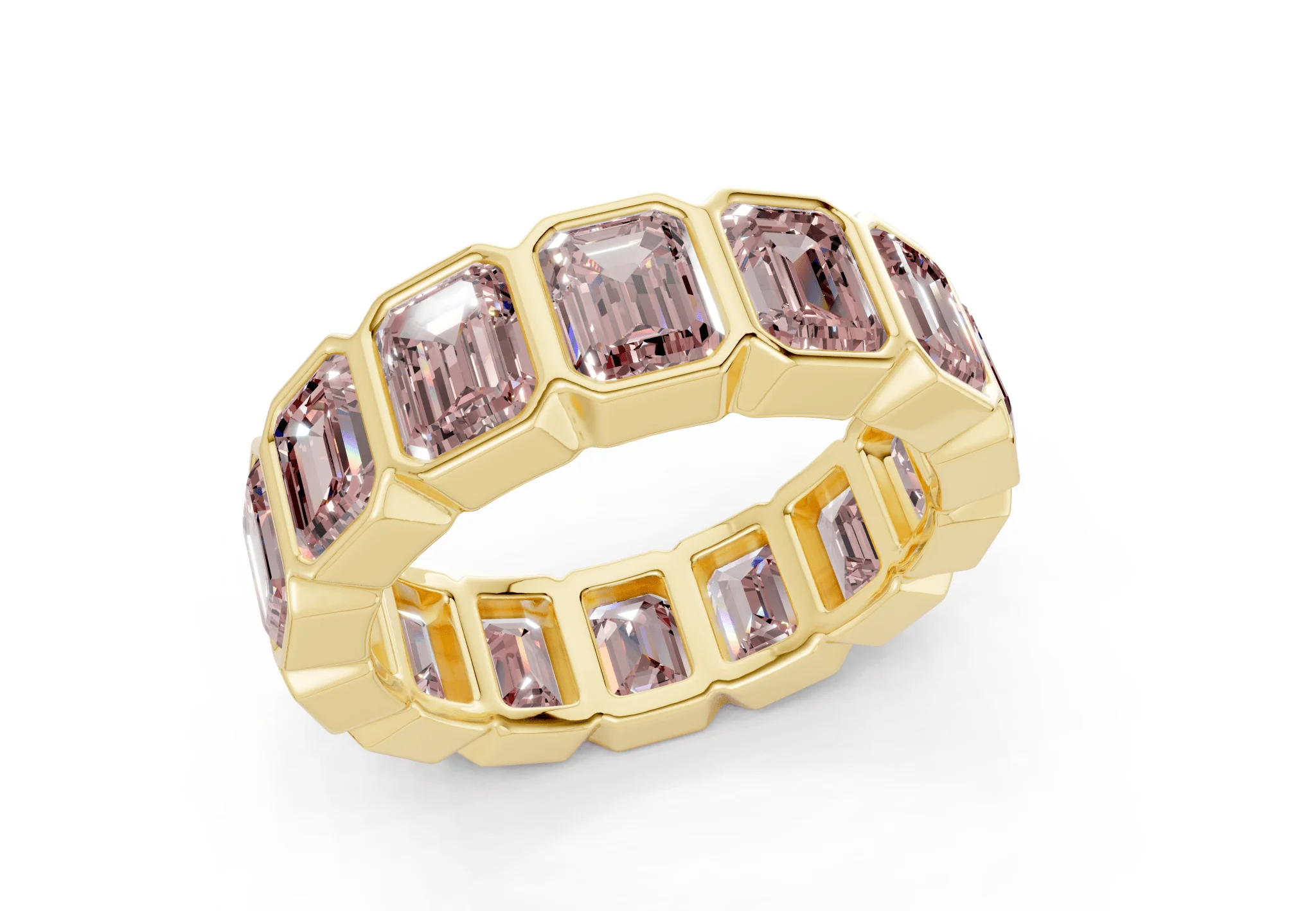 Petite Elysees Emerald Cut Pink Diamond Eternity Band 2 Carat Total Wt. - Image 4