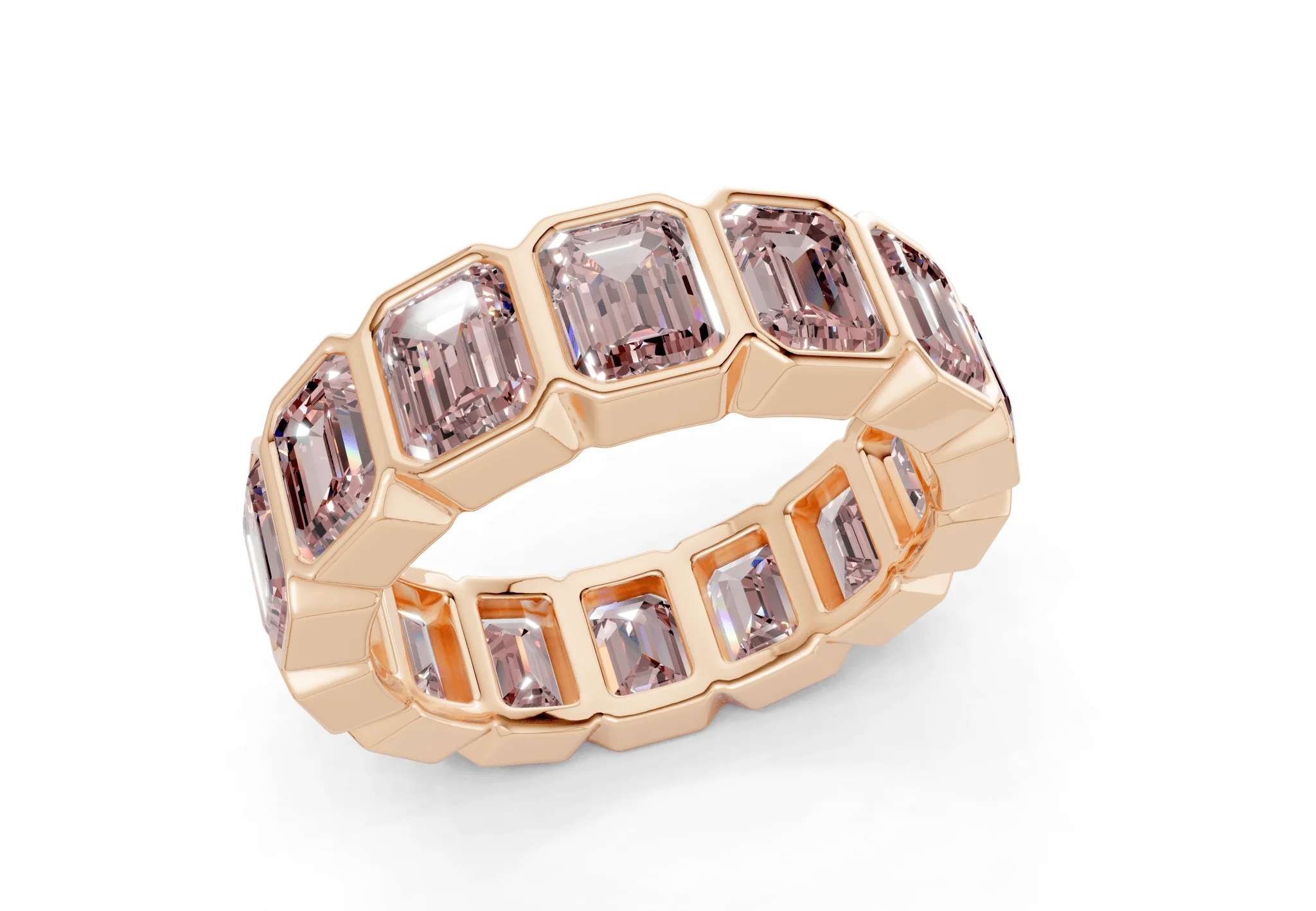 Petite Elysees Emerald Cut Pink Diamond Eternity Band 2 Carat Total Wt. - Image 8
