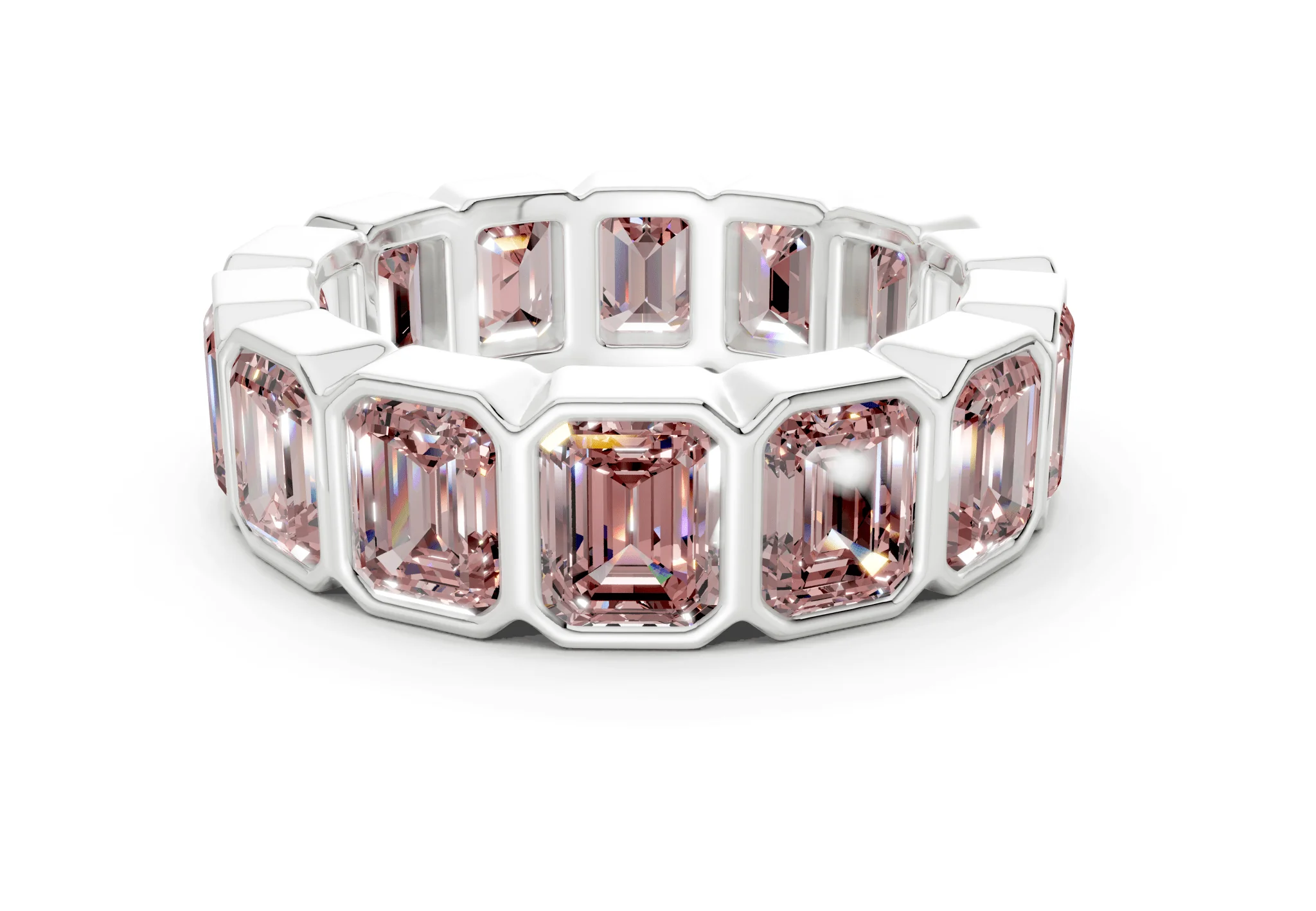 Petite Elysees Emerald Cut Pink Diamond Eternity Band 2 Carat Total Wt. - Image 9