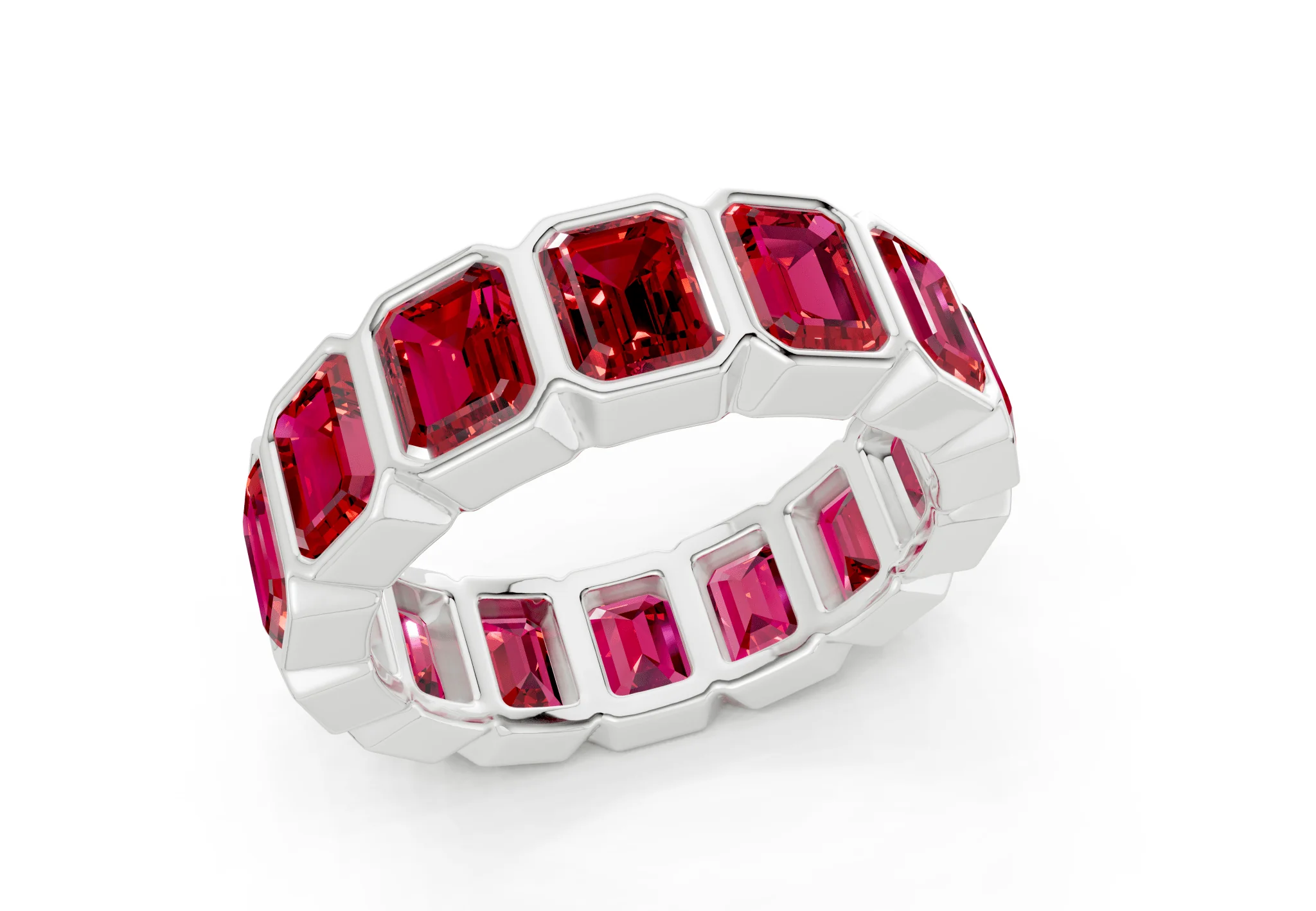 Petite Elysees Emerald Cut Ruby Gemstone Eternity Band 2 Carat Total Wt. - Image 12