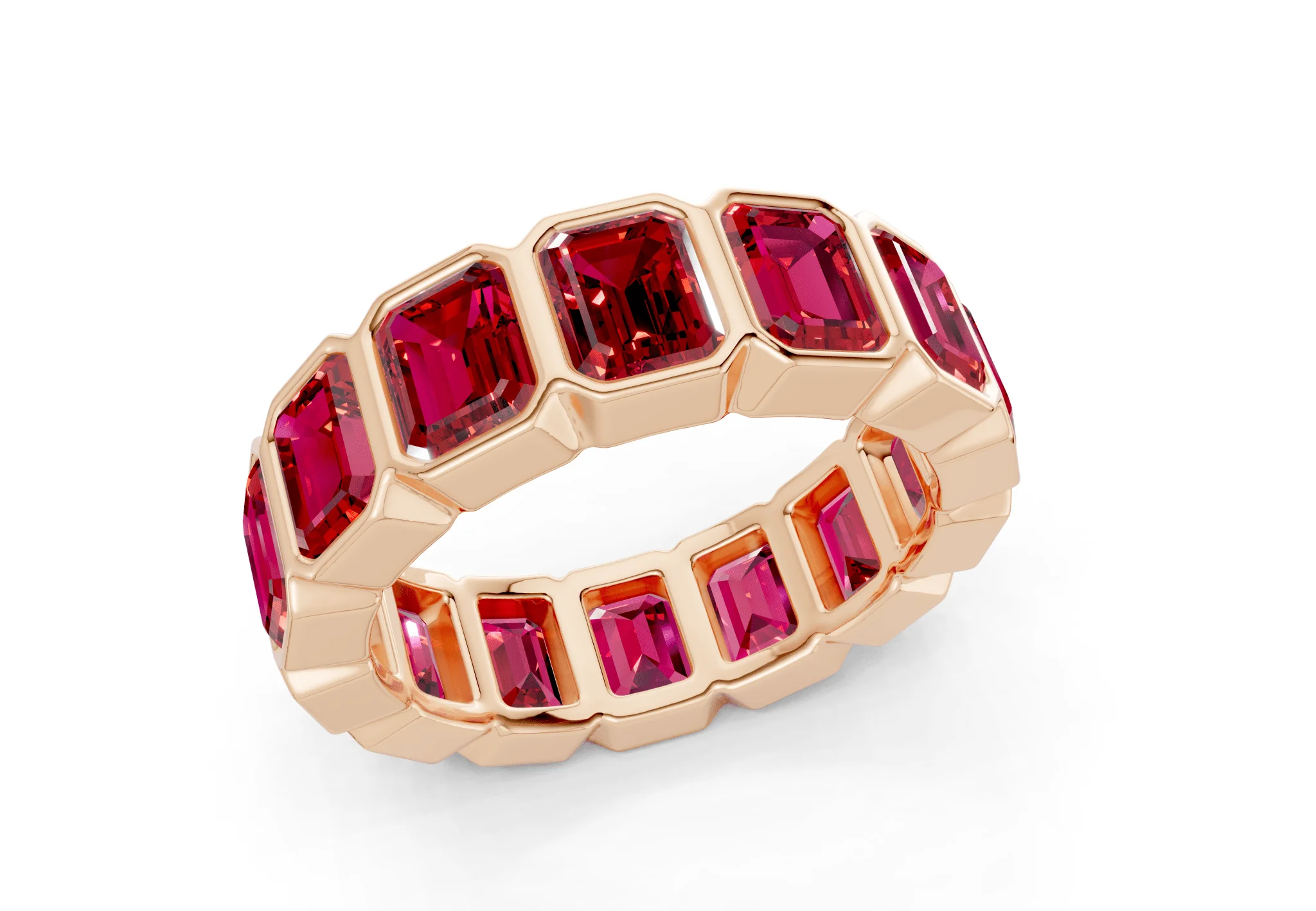 Petite Elysees Emerald Cut Ruby Gemstone Eternity Band 2 Carat Total Wt. - Image 8