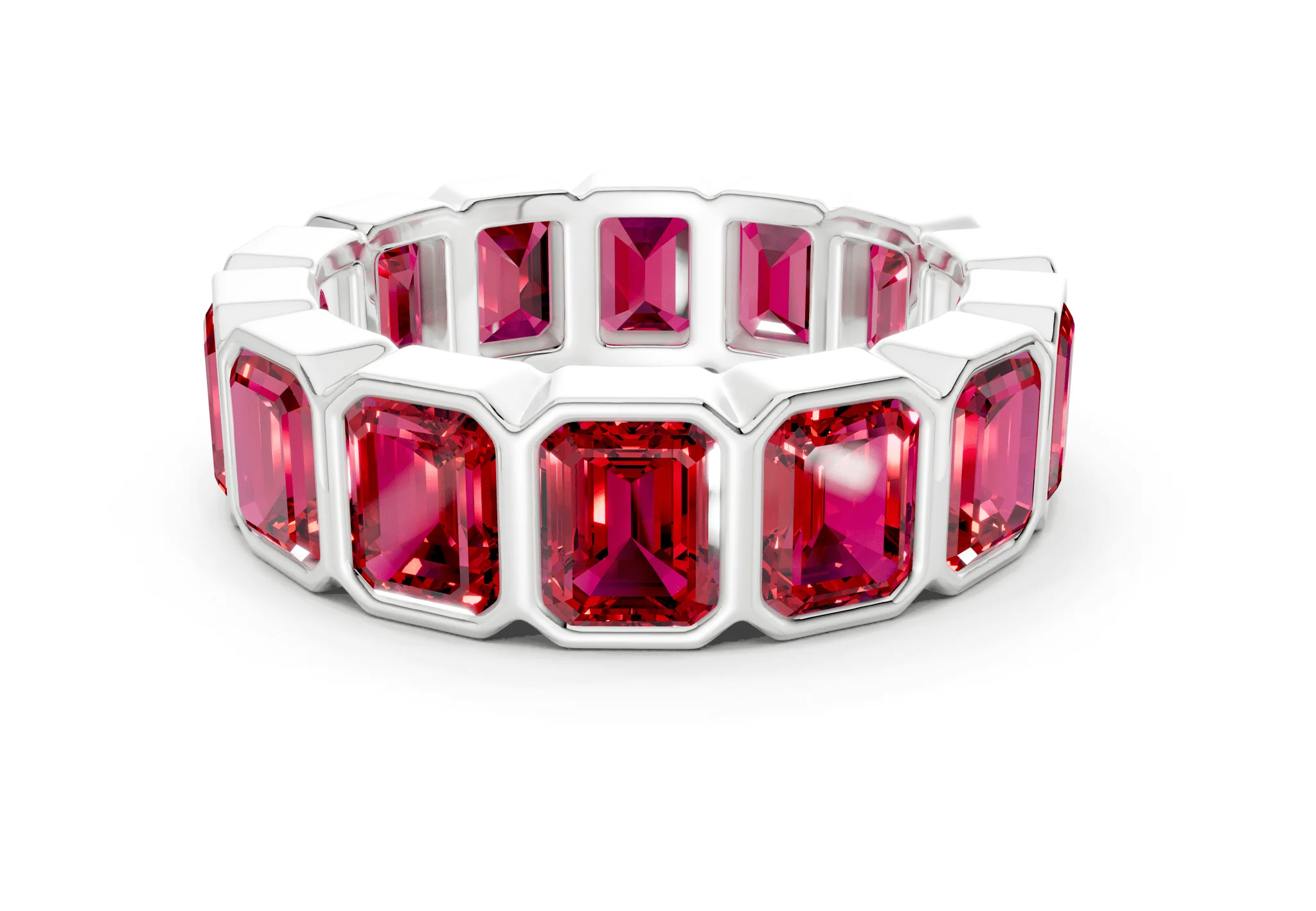Petite Elysees Emerald Cut Ruby Gemstone Eternity Band 2 Carat Total Wt. - Image 9