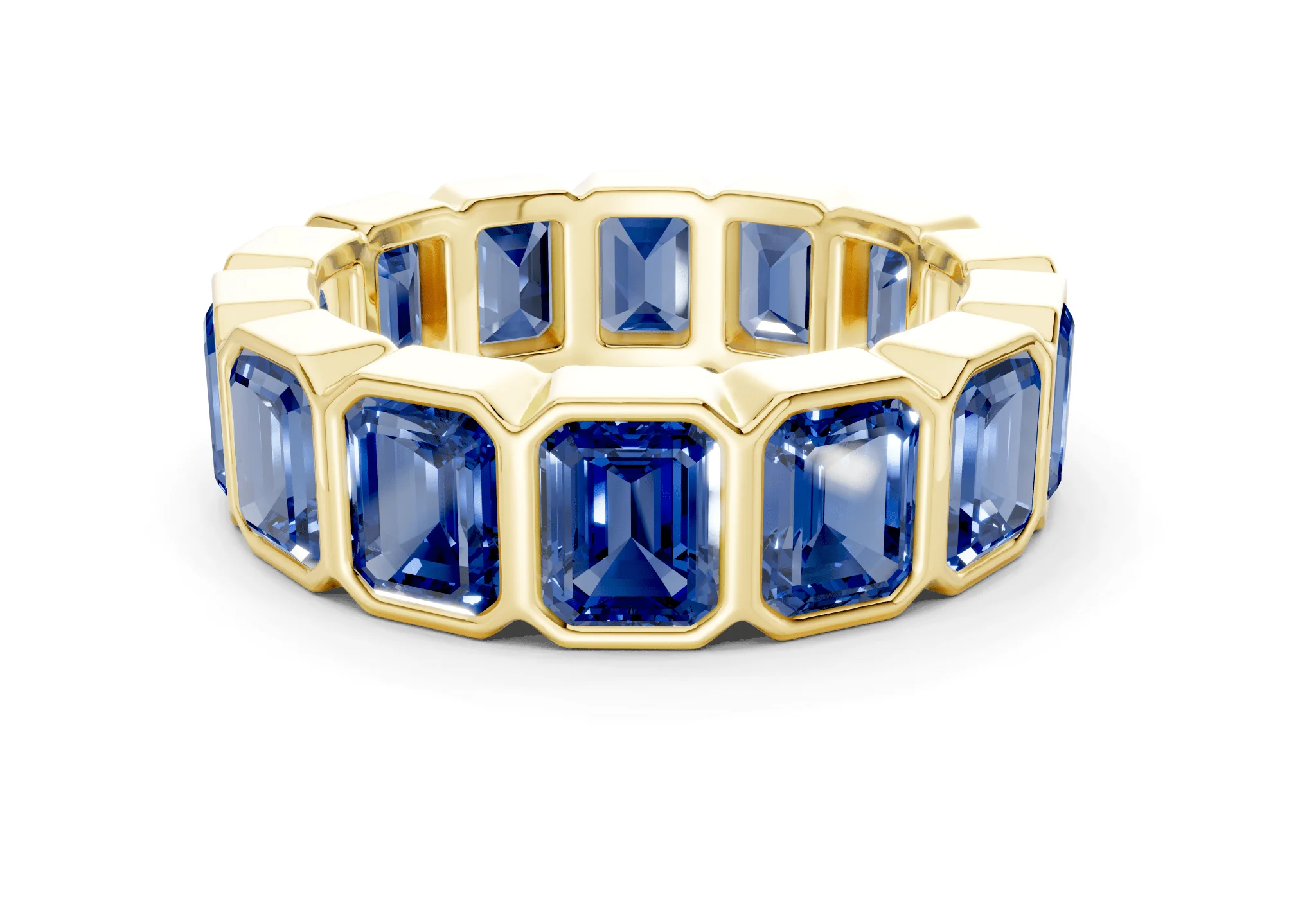 Petite Elysees Emerald Cut Sapphire Gemstone Eternity Band 2 Carat Total Wt.