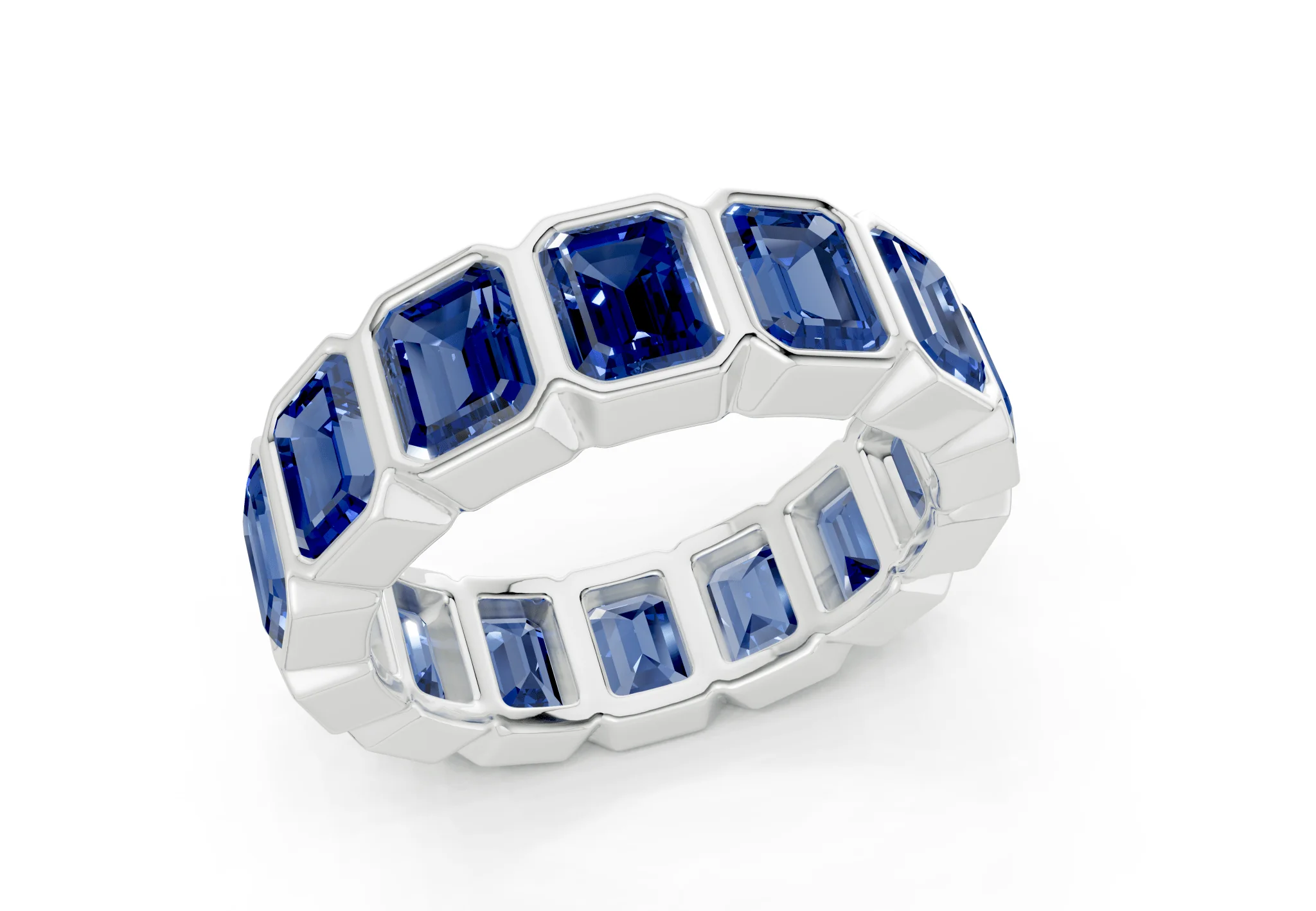 Petite Elysees Emerald Cut Sapphire Gemstone Eternity Band 2 Carat Total Wt. - Image 12