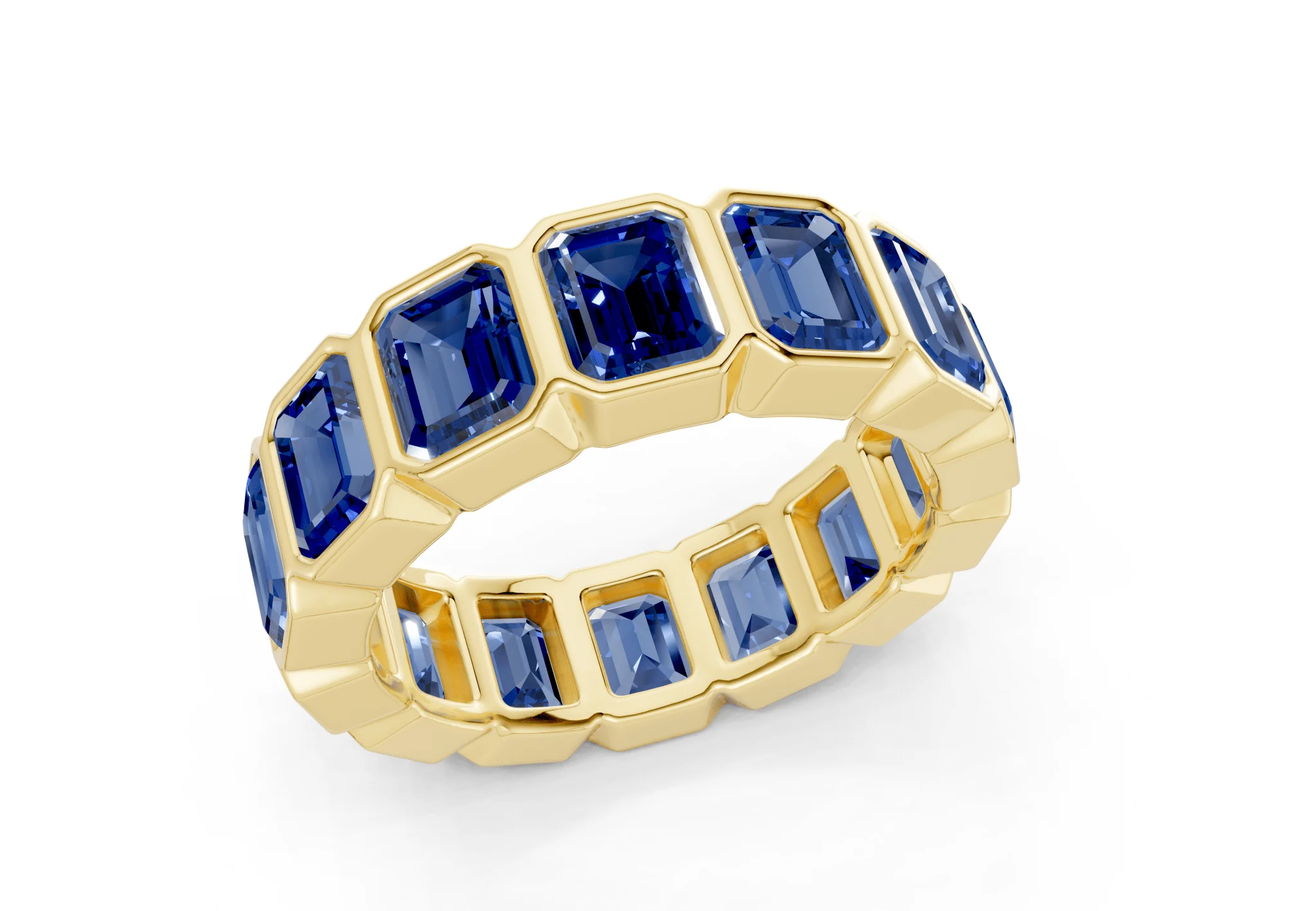 Petite Elysees Emerald Cut Sapphire Gemstone Eternity Band 2 Carat Total Wt. - Image 4