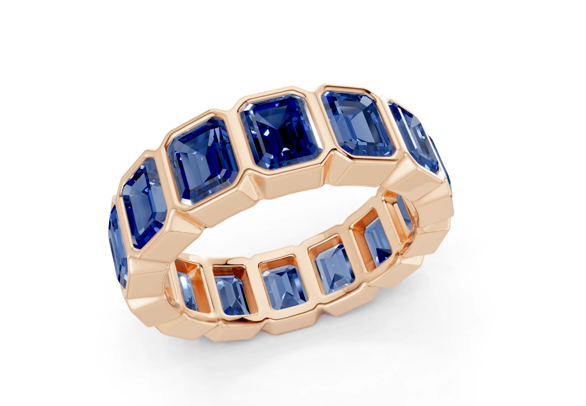 Petite Elysees Emerald Cut Sapphire Gemstone Eternity Band 2 Carat Total Wt. - Image 8