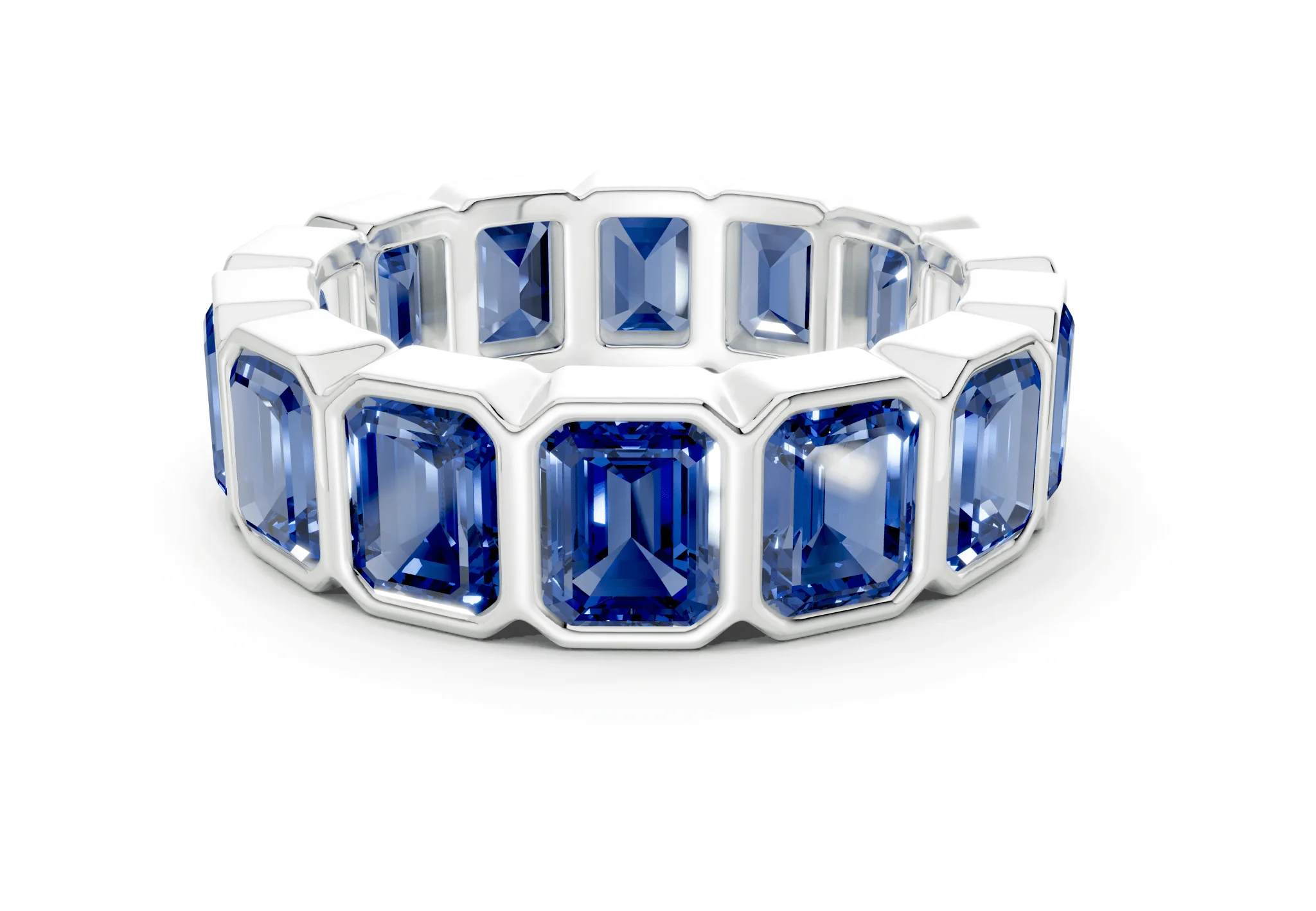 Petite Elysees Emerald Cut Sapphire Gemstone Eternity Band 2 Carat Total Wt. - Image 9