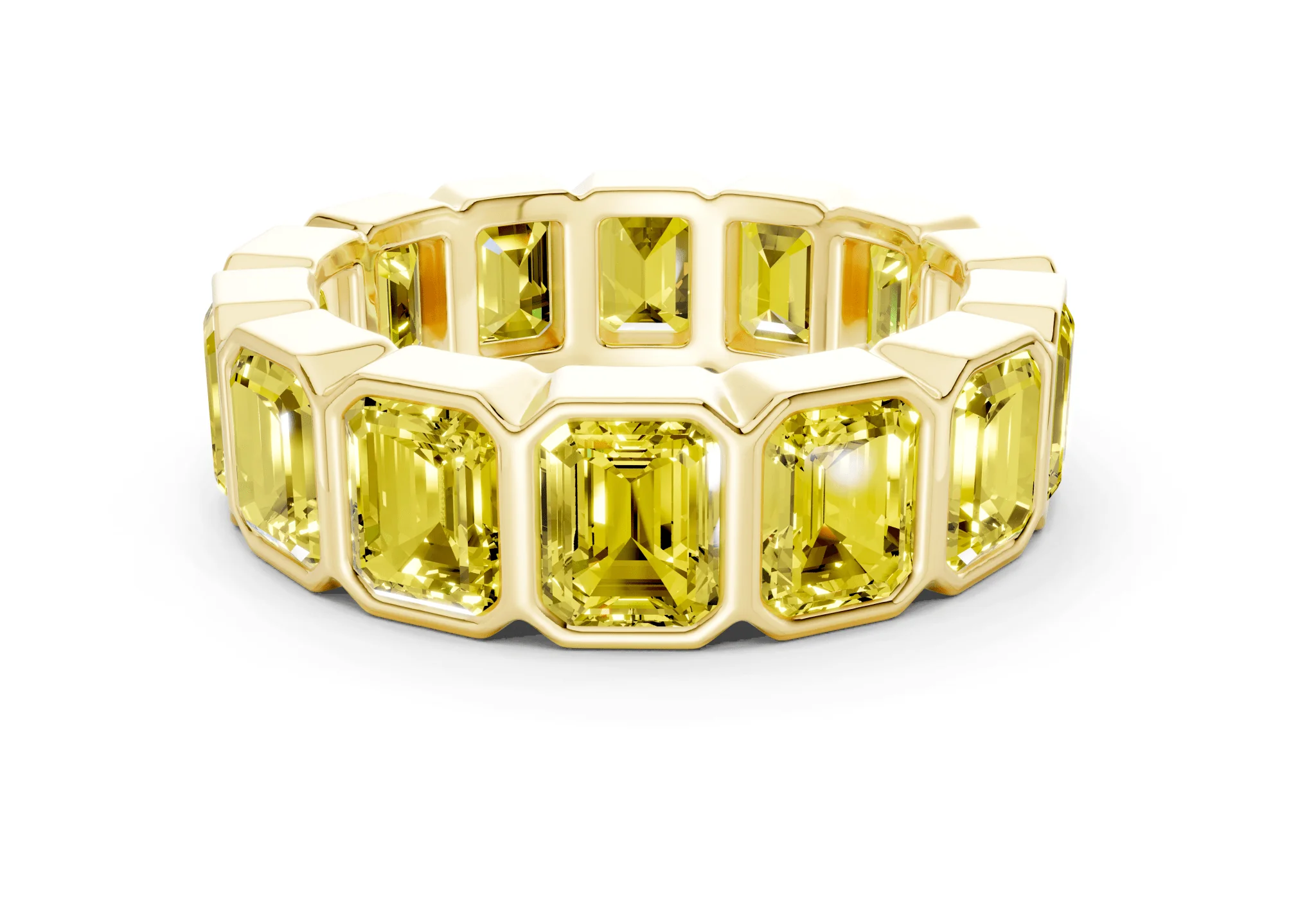Petite Elysees Emerald Cut Yellow Diamond Eternity Band 2 Carat Total Wt.