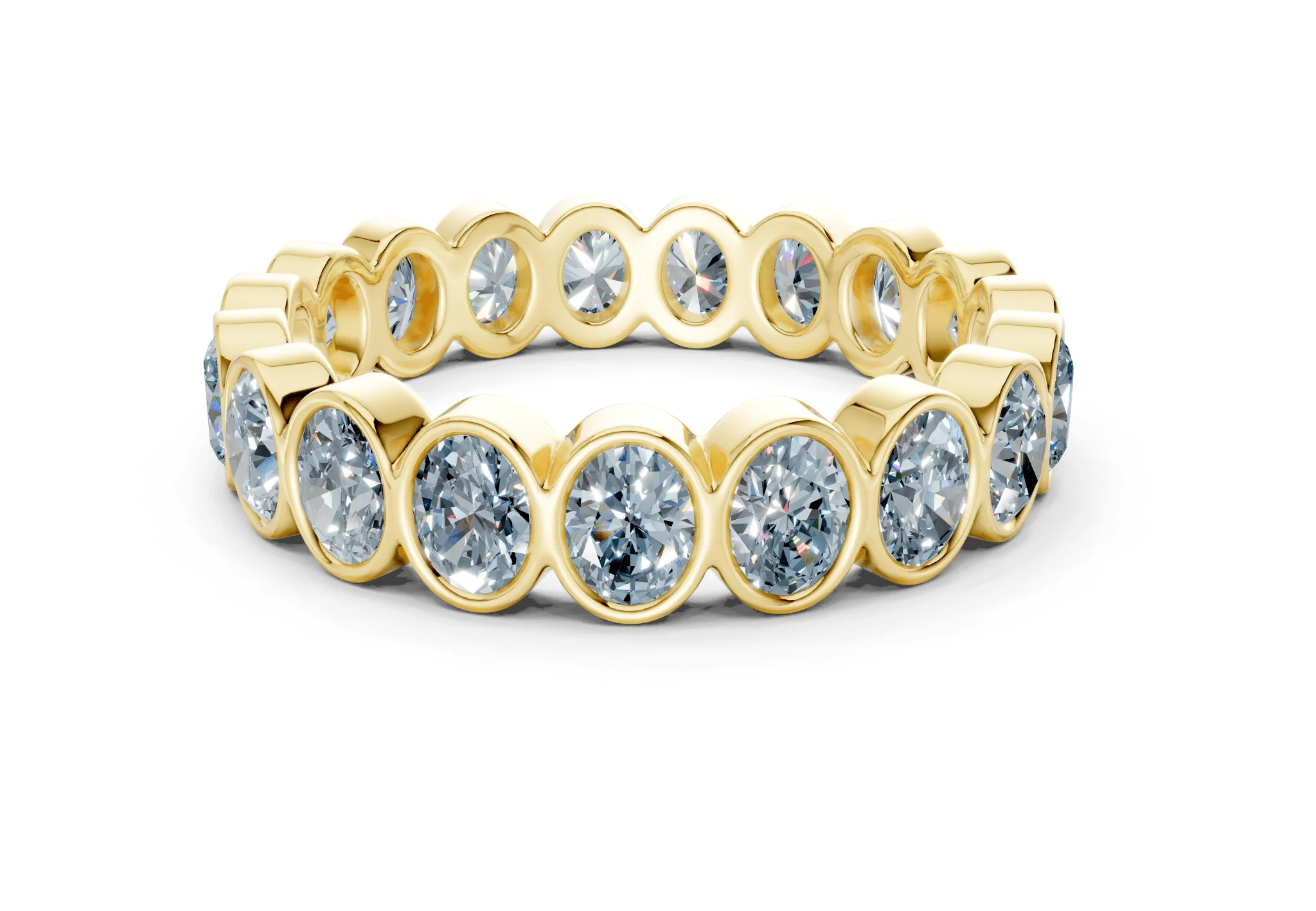Petite Elysees Oval Cut Blue Diamond Eternity Band 2 Carat Total Wt.
