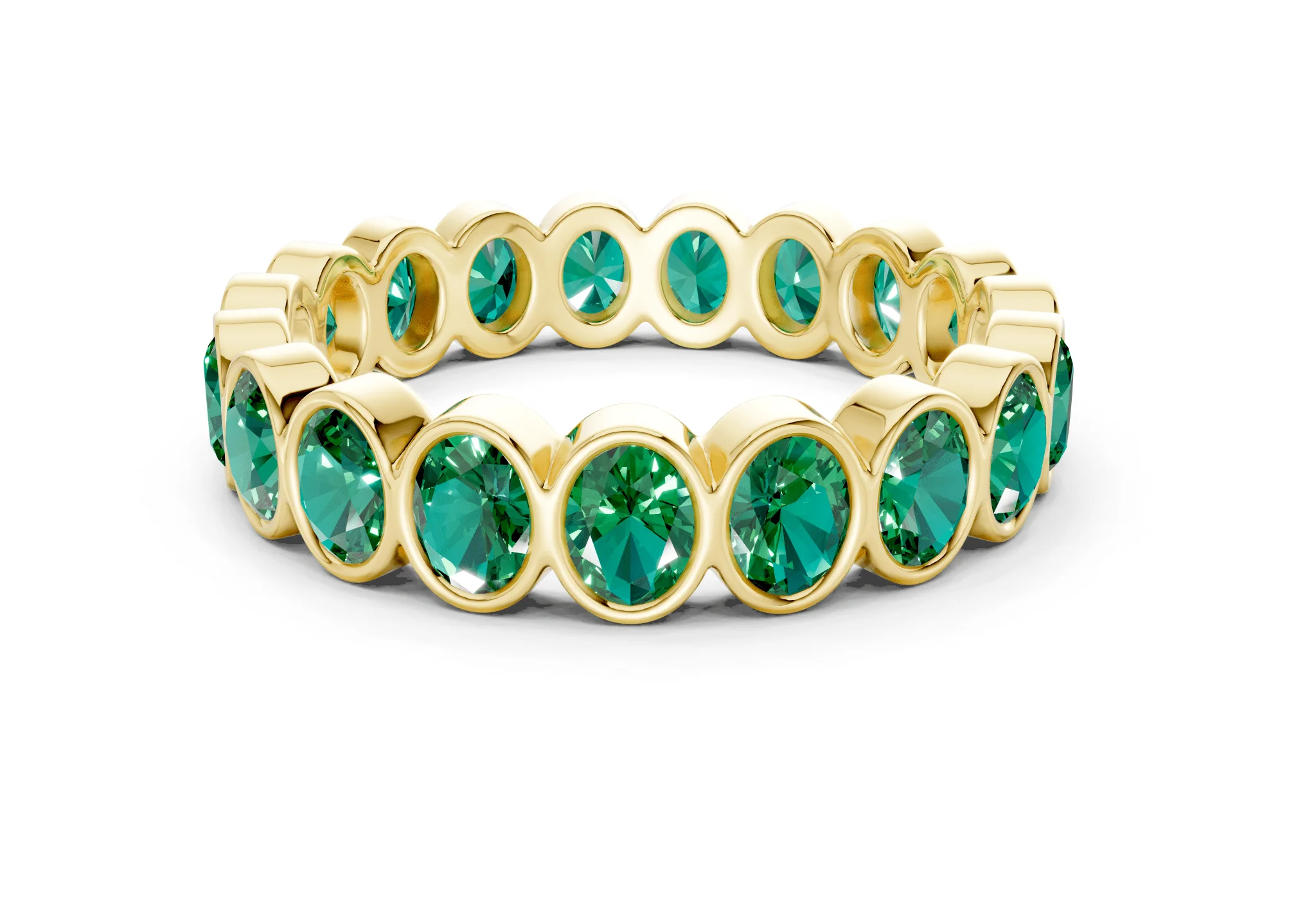 Petite Elysees Oval Cut Emerald Gemstone Eternity Band 2 Carat Total Wt.