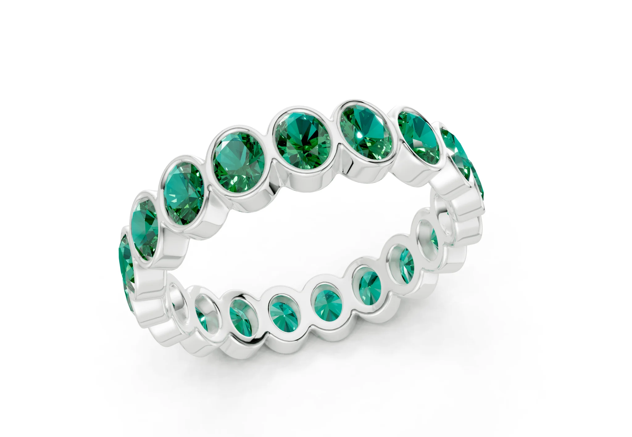 Petite Elysees Oval Cut Emerald Gemstone Eternity Band 2 Carat Total Wt. - Image 12