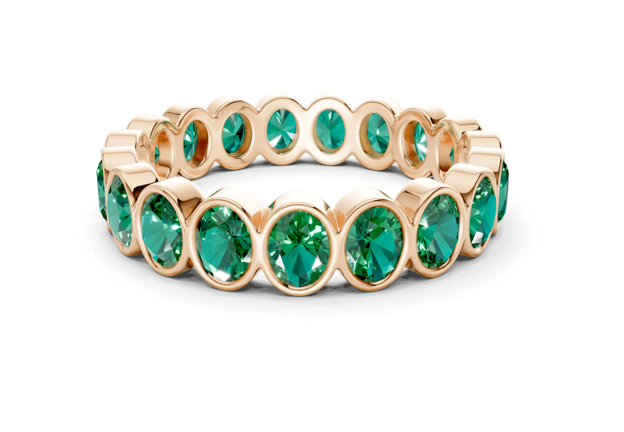Petite Elysees Oval Cut Emerald Gemstone Eternity Band 2 Carat Total Wt. - Image 5
