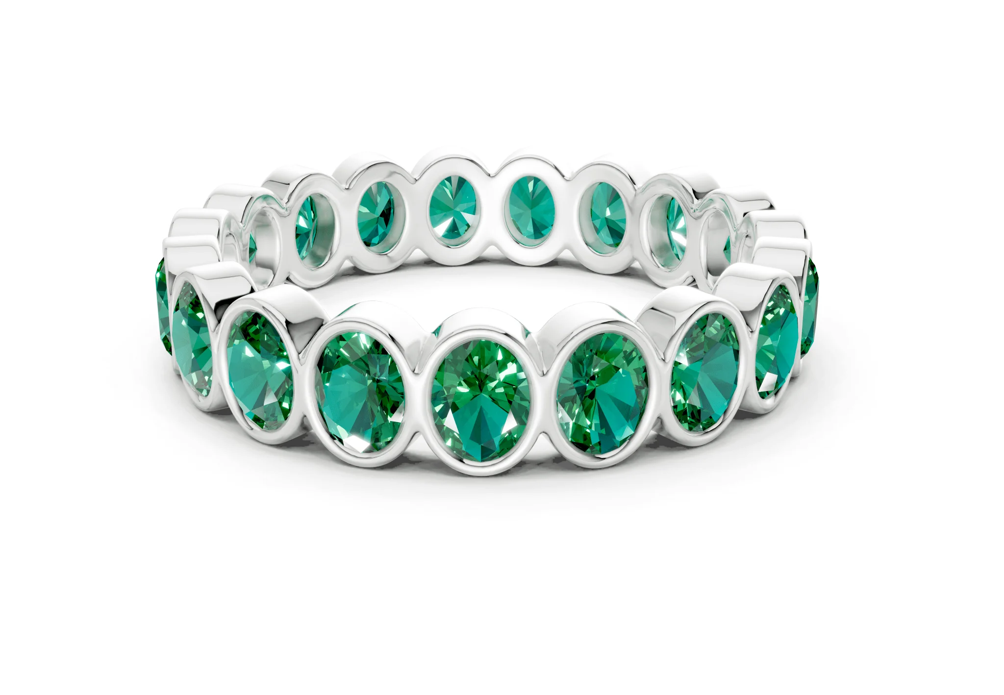 Petite Elysees Oval Cut Emerald Gemstone Eternity Band 2 Carat Total Wt. - Image 9
