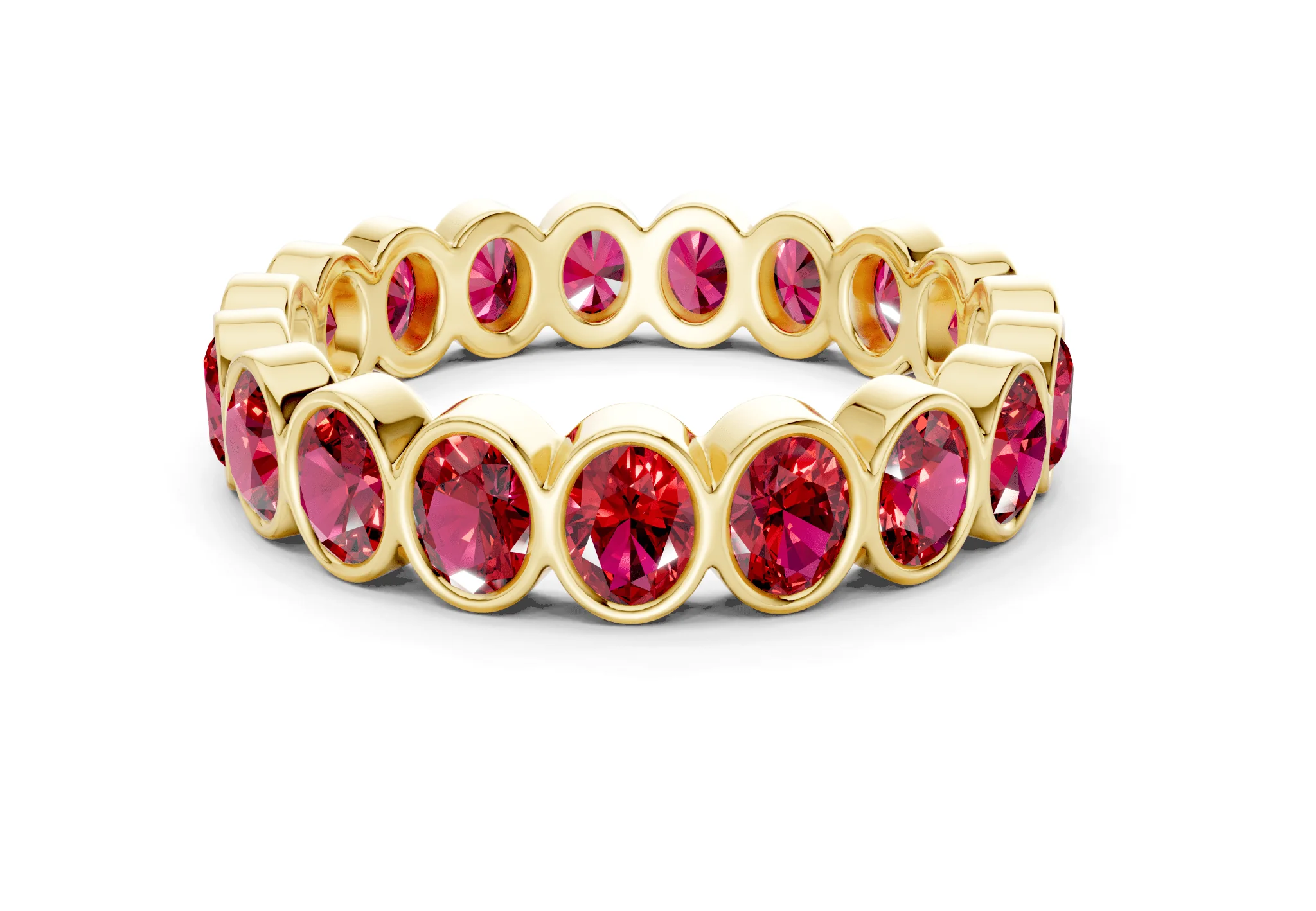 Petite Elysees Oval Cut Ruby Gemstone Eternity Band 2 Carat Total Wt.