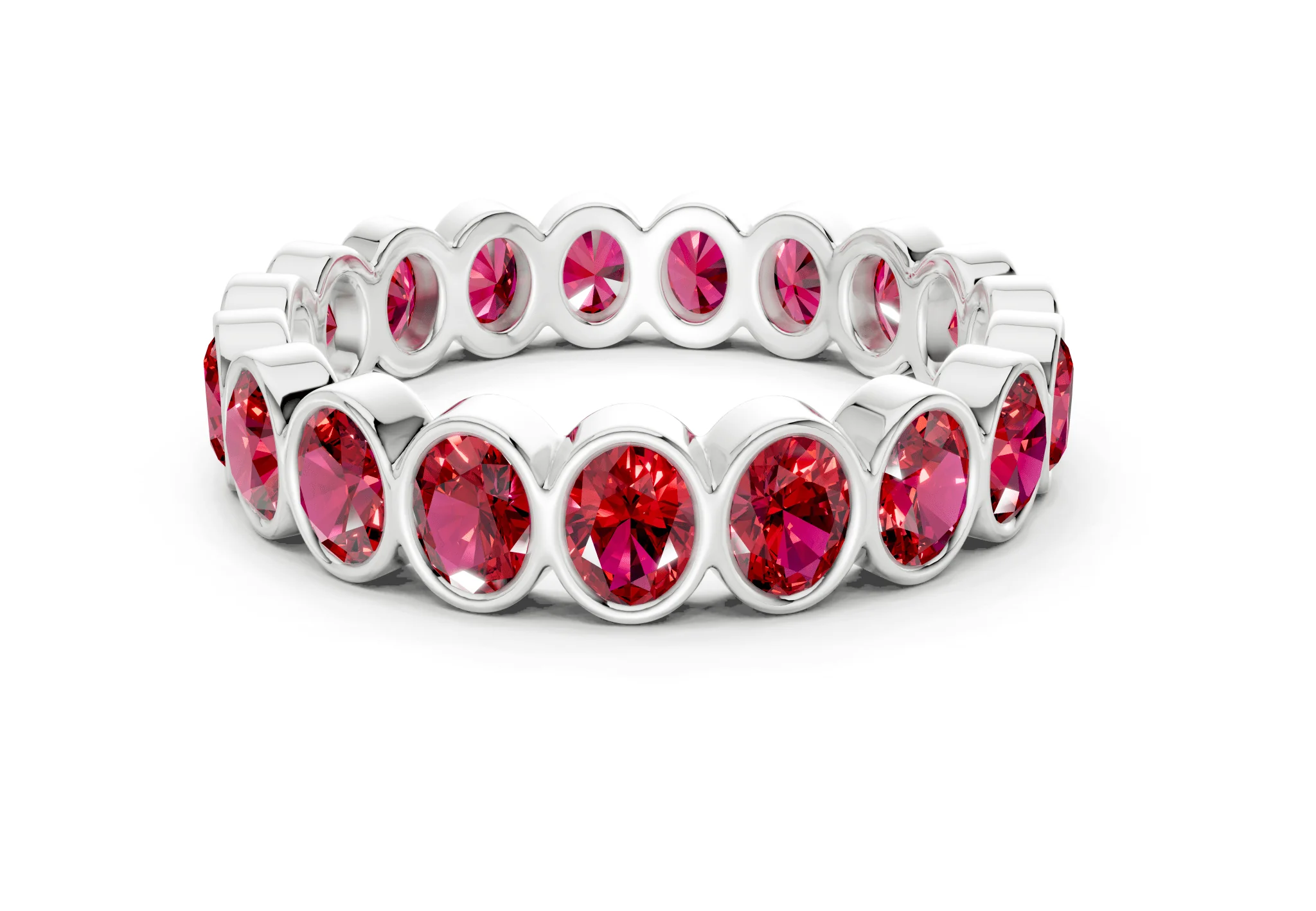 Petite Elysees Oval Cut Ruby Gemstone Eternity Band 2 Carat Total Wt. - Image 9